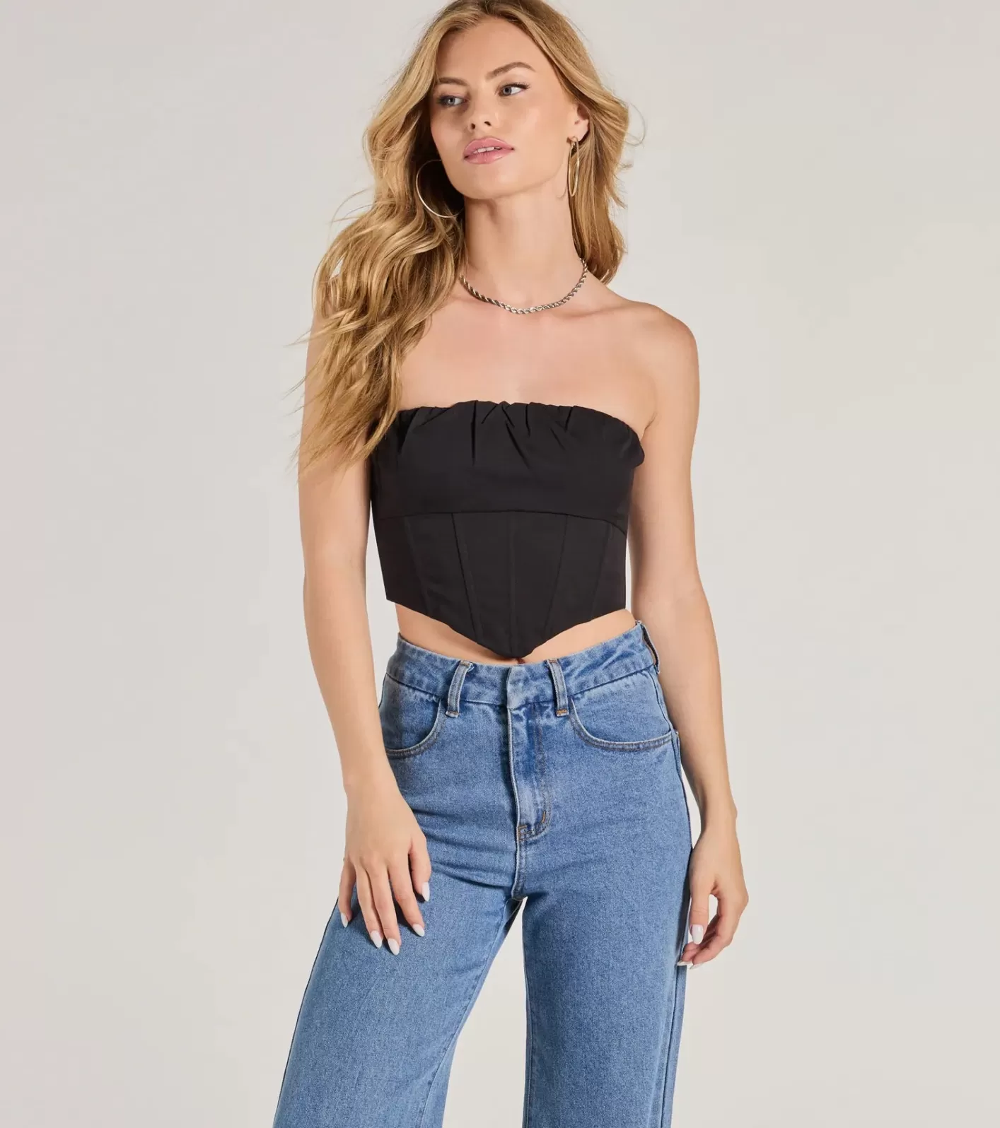 Windsor Corset With The Program Strapless Crop Top BLACK Online