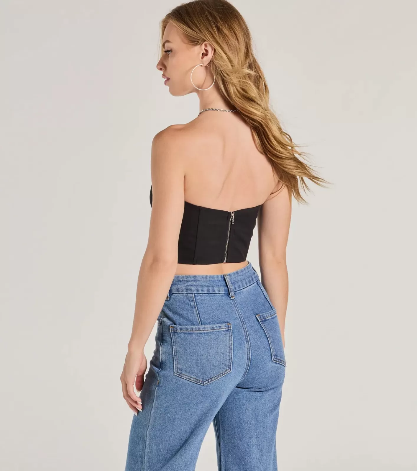 Windsor Corset With The Program Strapless Crop Top BLACK Online