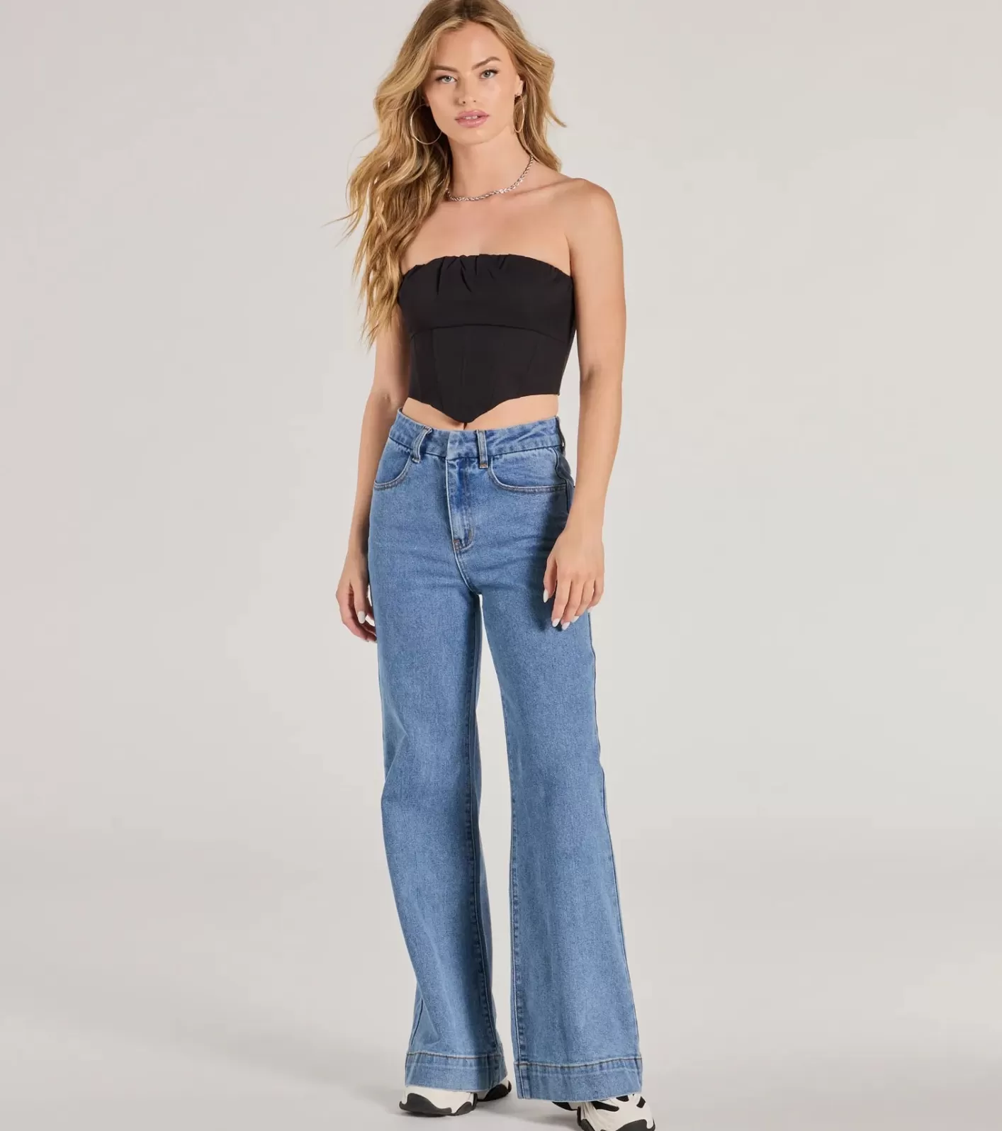 Windsor Corset With The Program Strapless Crop Top BLACK Online