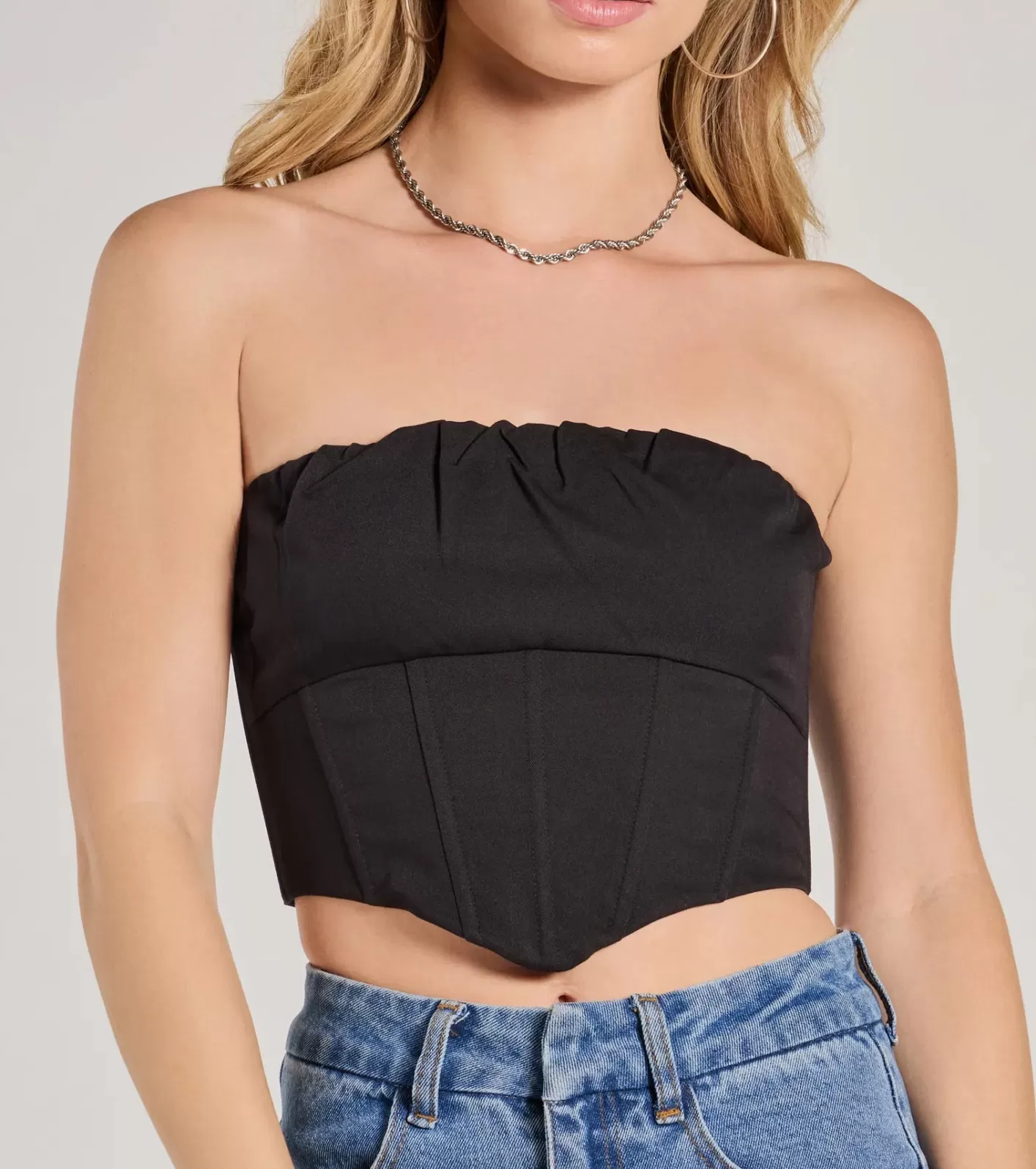 Windsor Corset With The Program Strapless Crop Top BLACK Online
