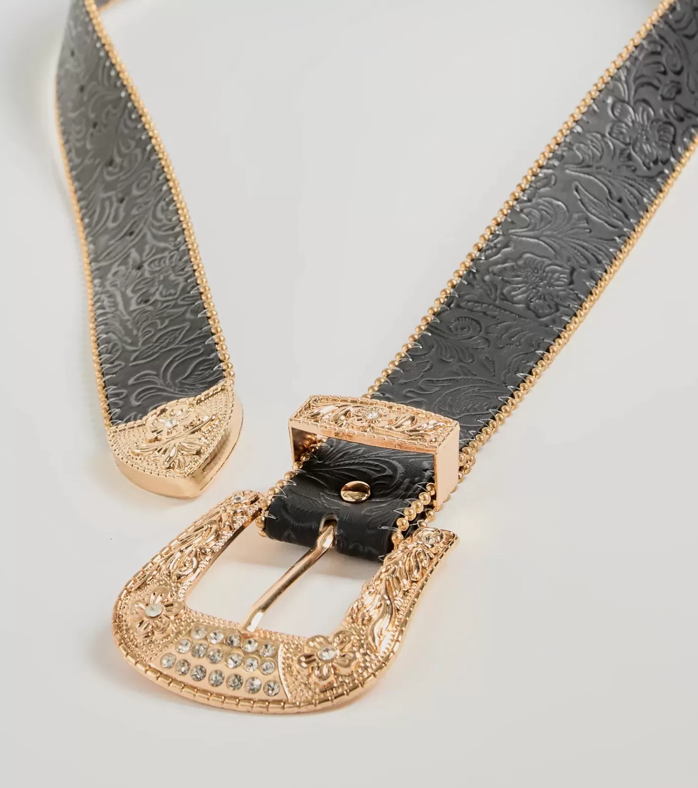 Windsor Country Chic Western Embossed Faux Leather Belt BLACK Online