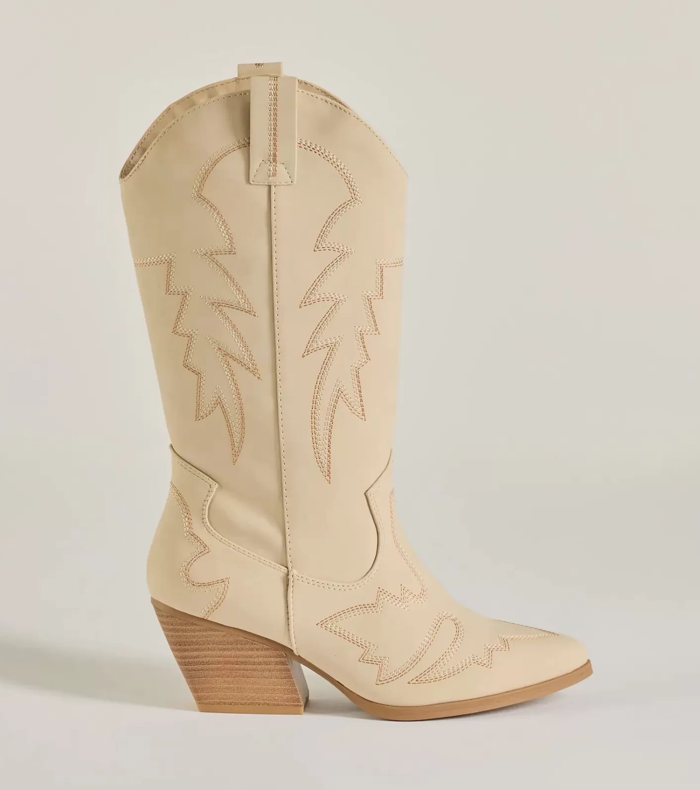 Windsor Country Girl Era Block Heel Western Boots IVORY Fashion