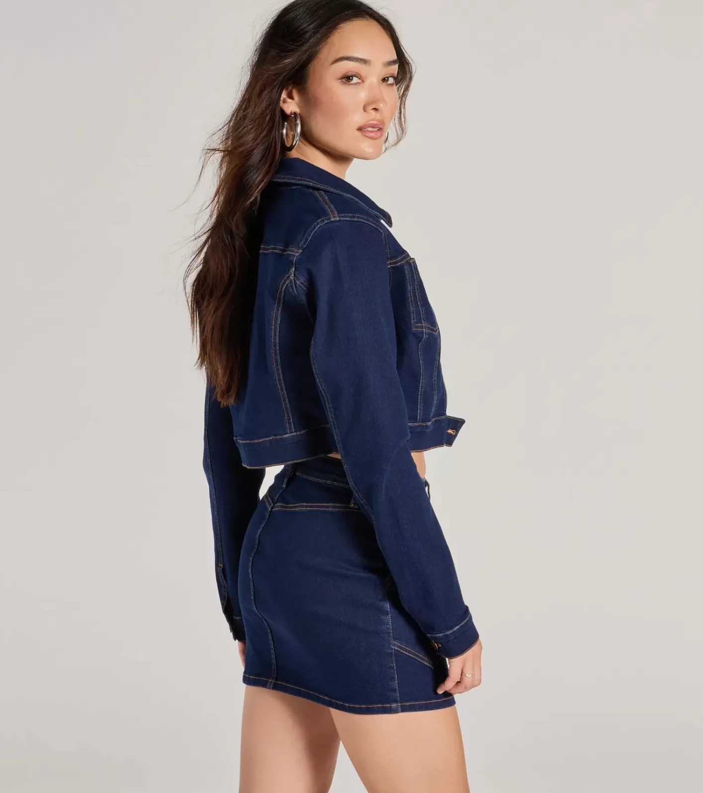 Windsor Covetable Cutie Contrast Stitch Denim Jacket DARKDENIM Store