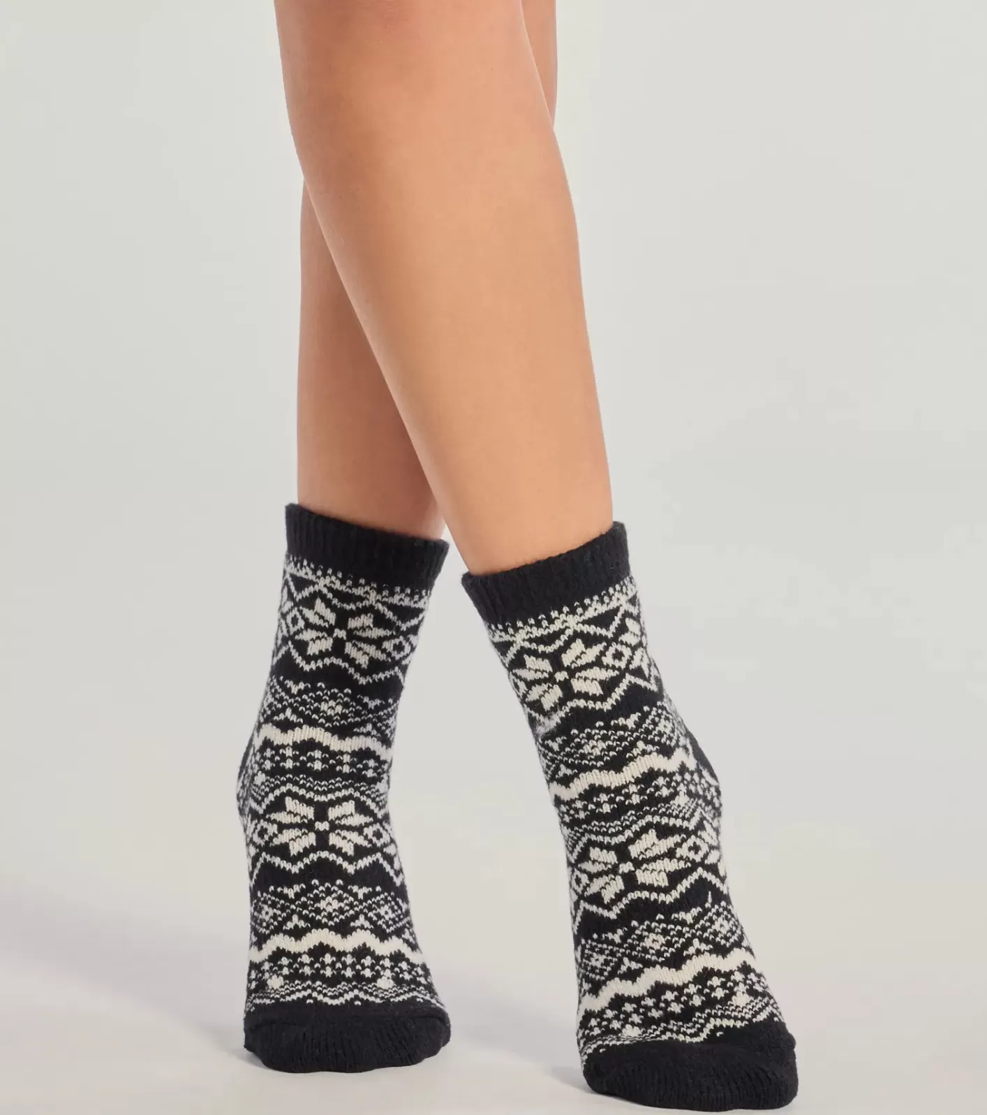 Windsor Cozy Fair Isle Two-Pack Socks BLK/WHT Cheap
