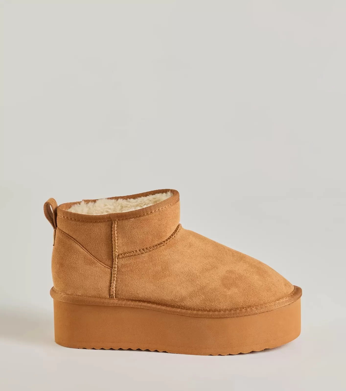 Windsor Cozy Feels Faux Sherpa Lined Platform Booties TAN Cheap