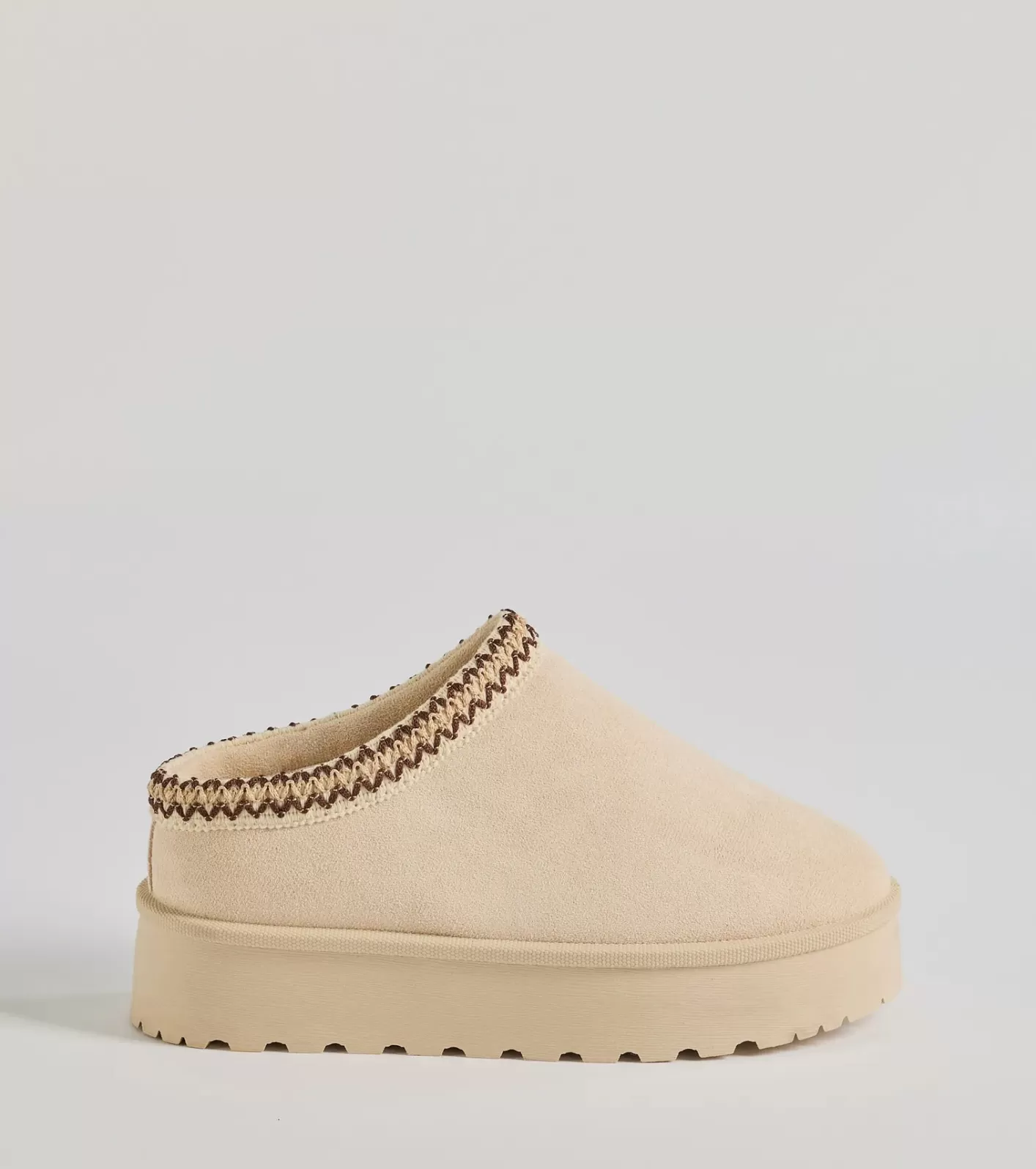 Windsor Cozy Glam Faux Suede Platform Slippers BEIGE Cheap