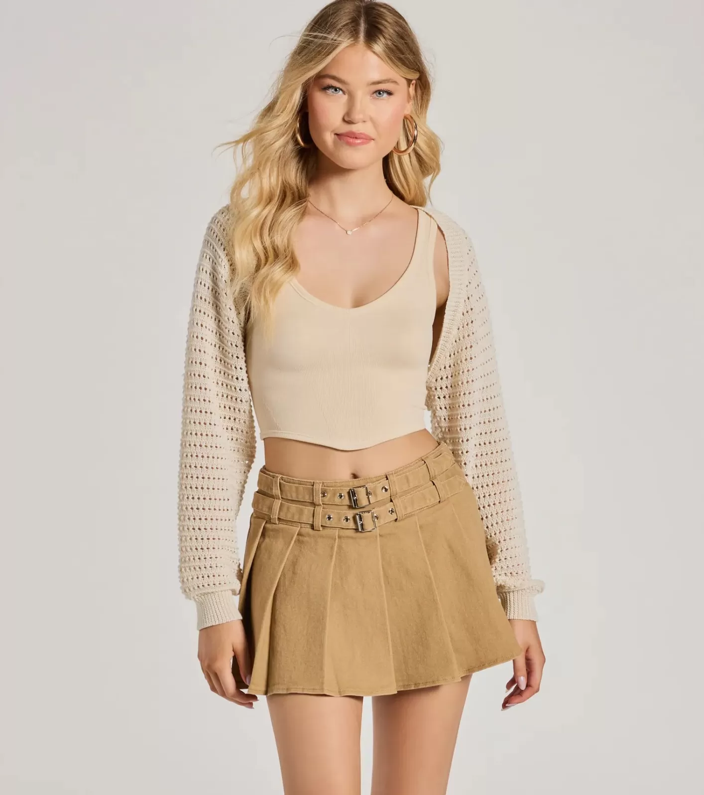Windsor Cozy Knit Long Sleeve Bolero NATURAL Cheap