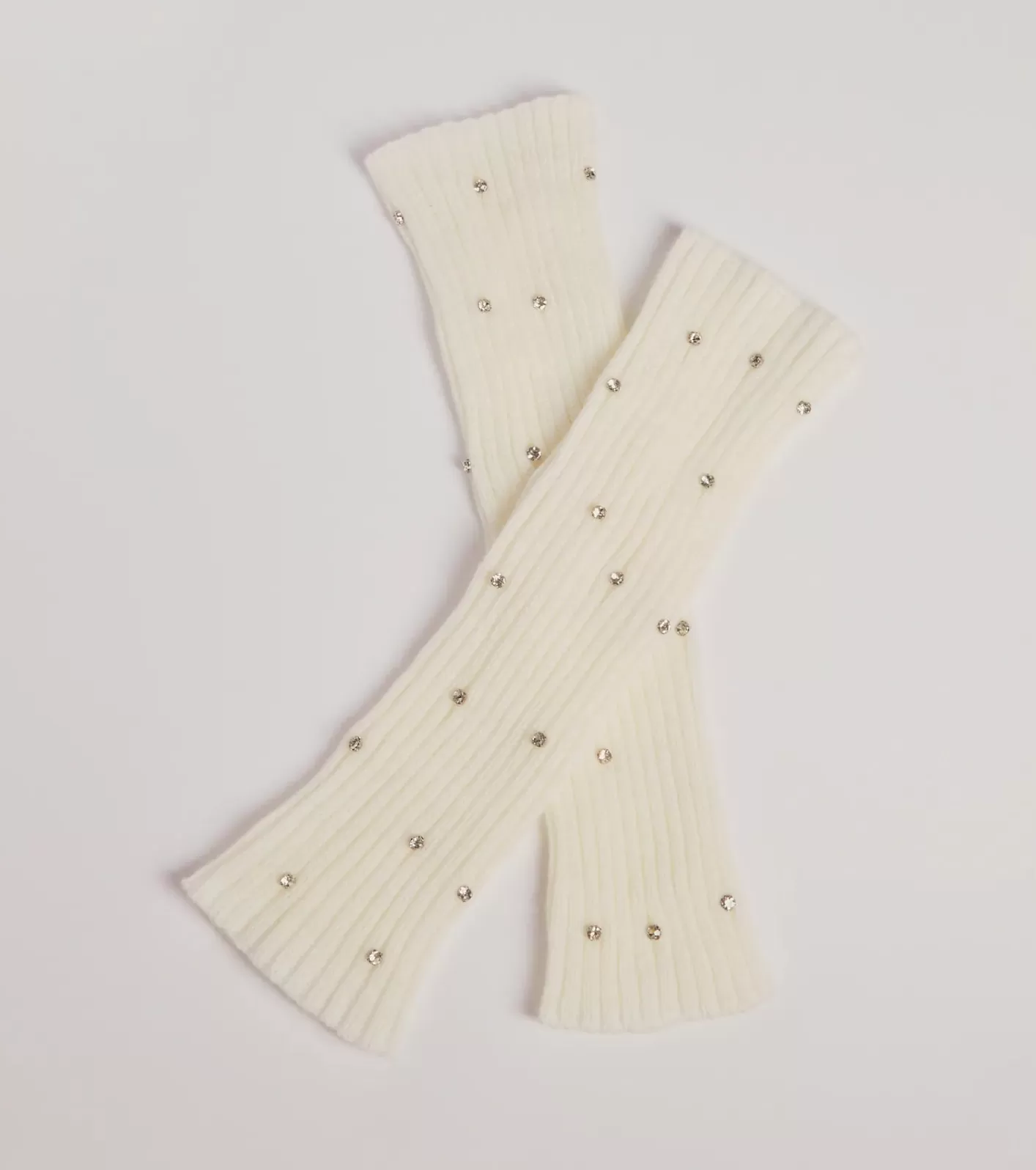 Windsor Cozy Luxe Ribbed Knit Rhinestone Leg Warmers IVORY Fashion