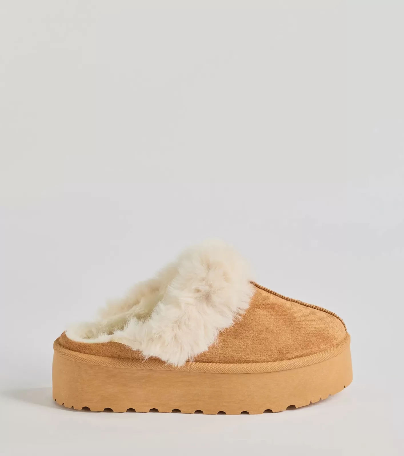 Windsor Cozy Mode Faux Fur Lined Platform Slippers TAN Outlet