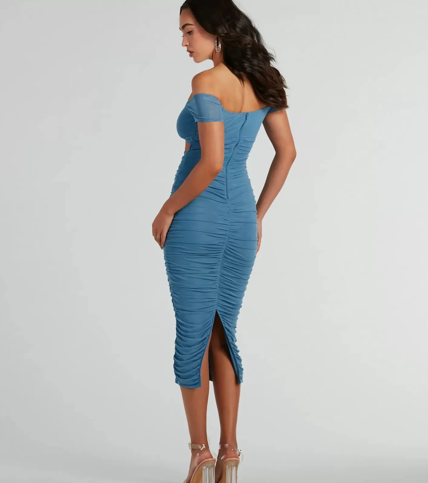 Windsor Curves For Days Off-The-Shoulder Midi Dress DENIM Best Sale