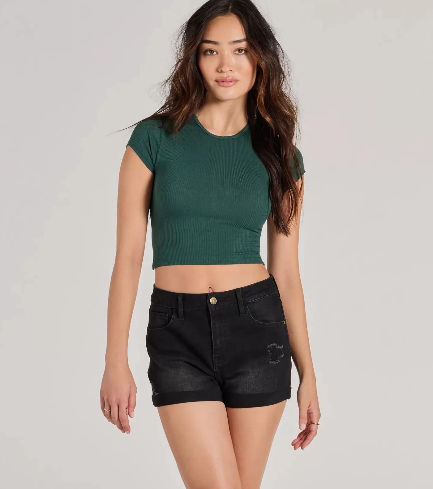 Windsor Cute Twist Strappy Back Crop Top GREEN New