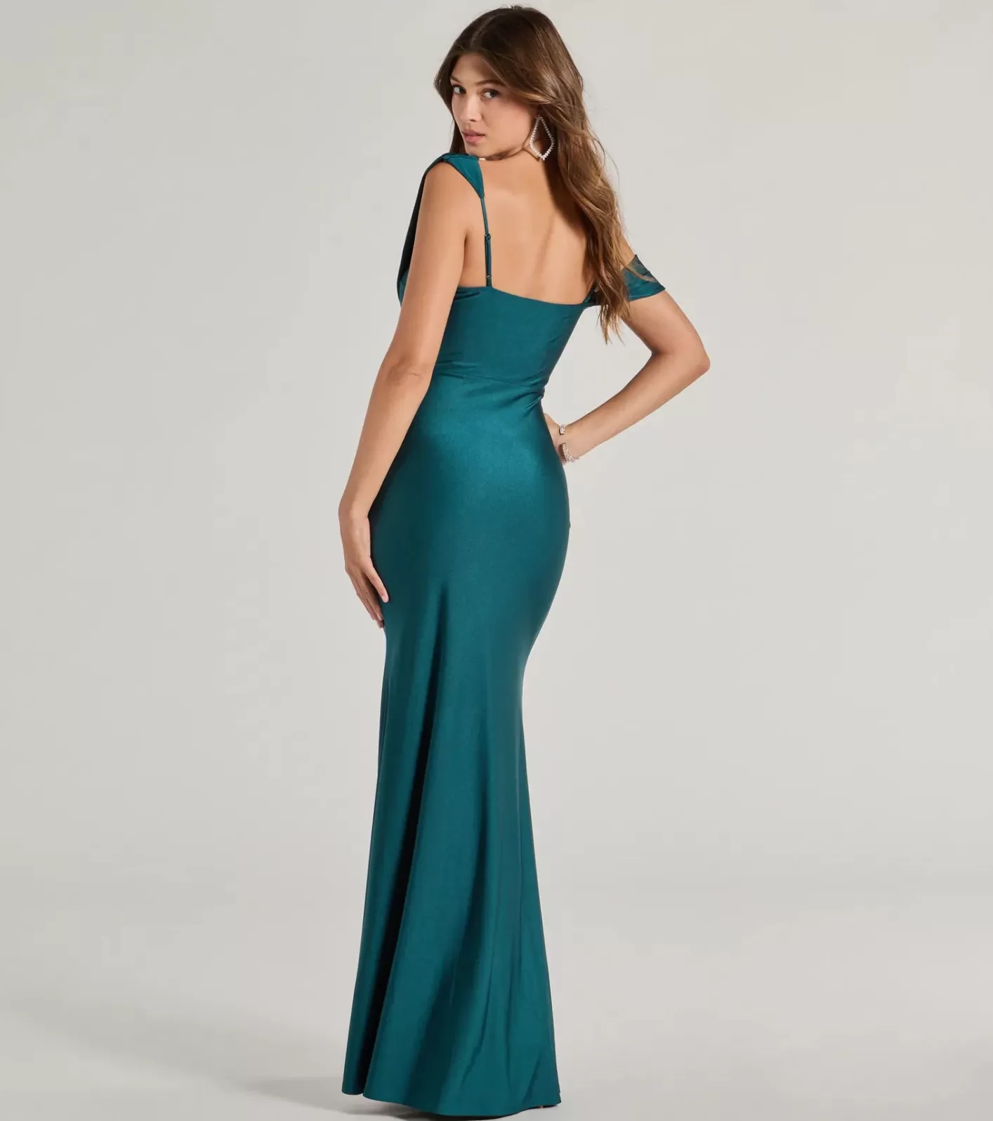 Windsor Cynthia One-Shoulder Cowl Neck Mermaid Dress HUNTER Discount