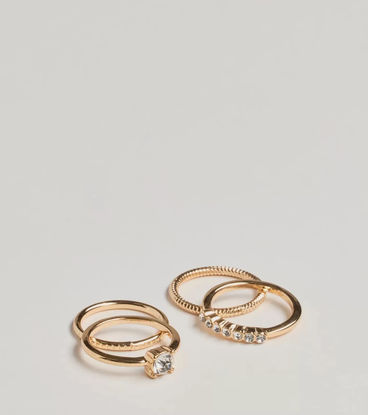 Windsor Dainty Shine Rhinestone Ring Four-Pack GOLD Online