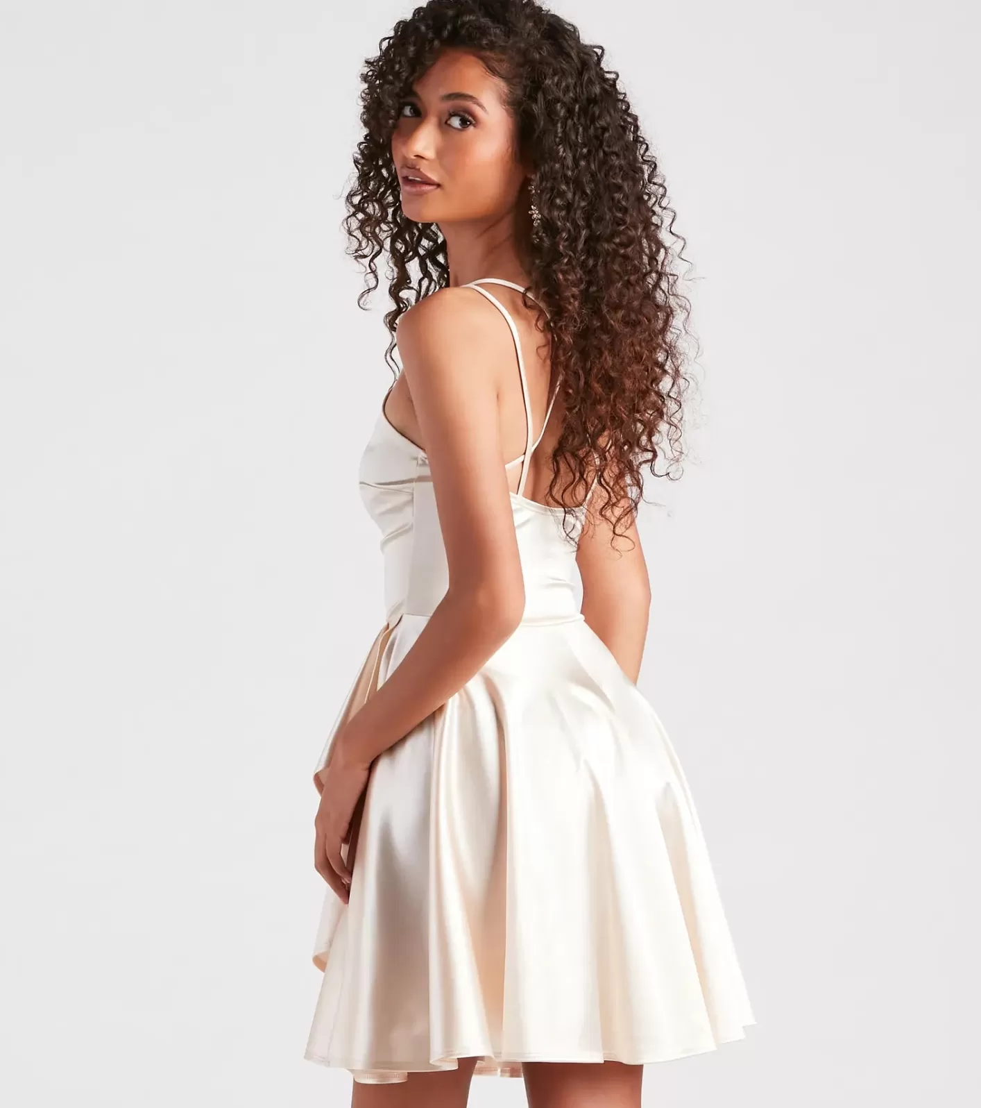 Windsor Dancing Diva Satin Skater Dress IVORY Fashion