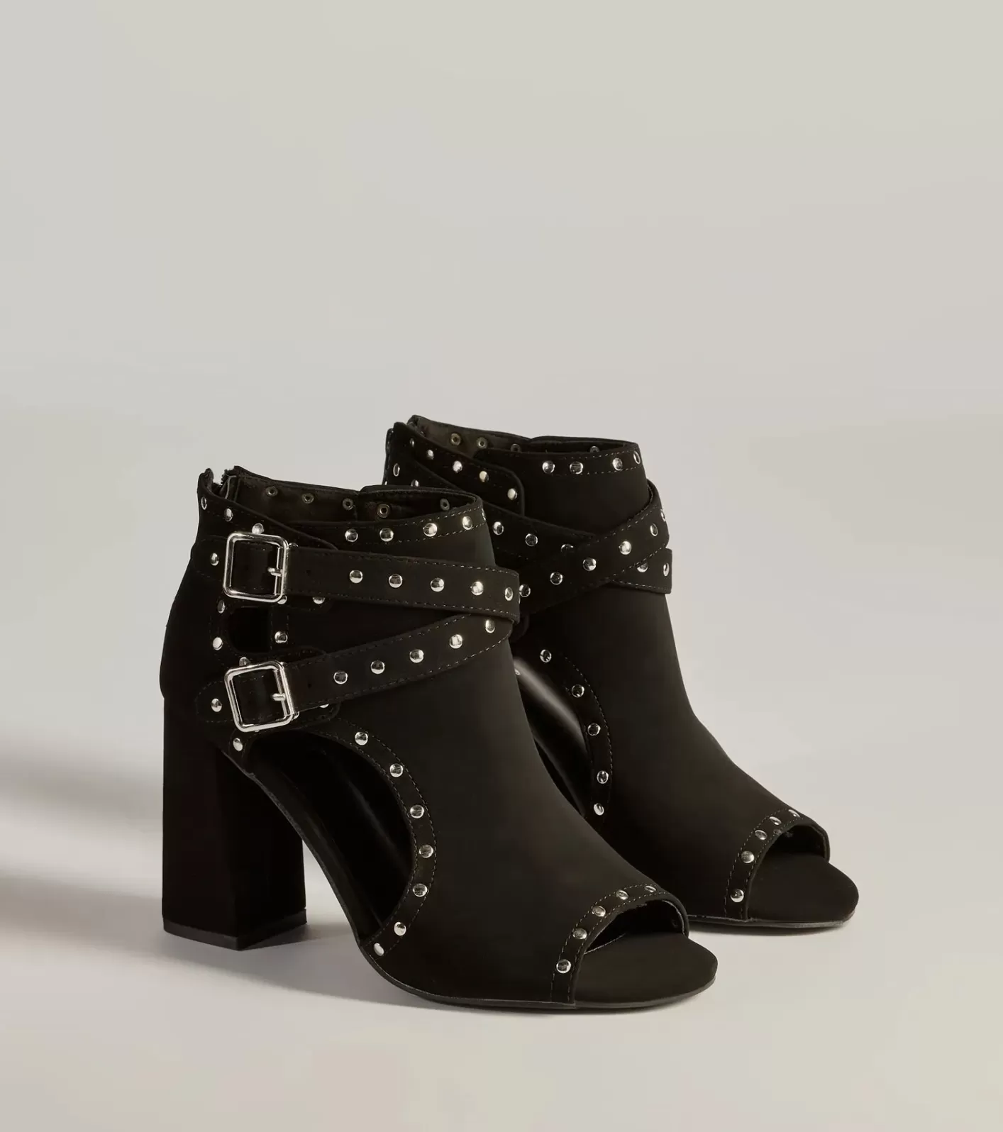 Windsor Daring Details Studded Ankle Booties BLACK Cheap
