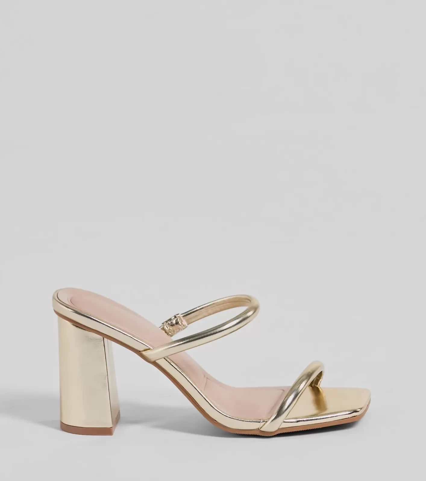 Windsor Day To Night Strappy Faux Leather Block Heels GOLD Fashion