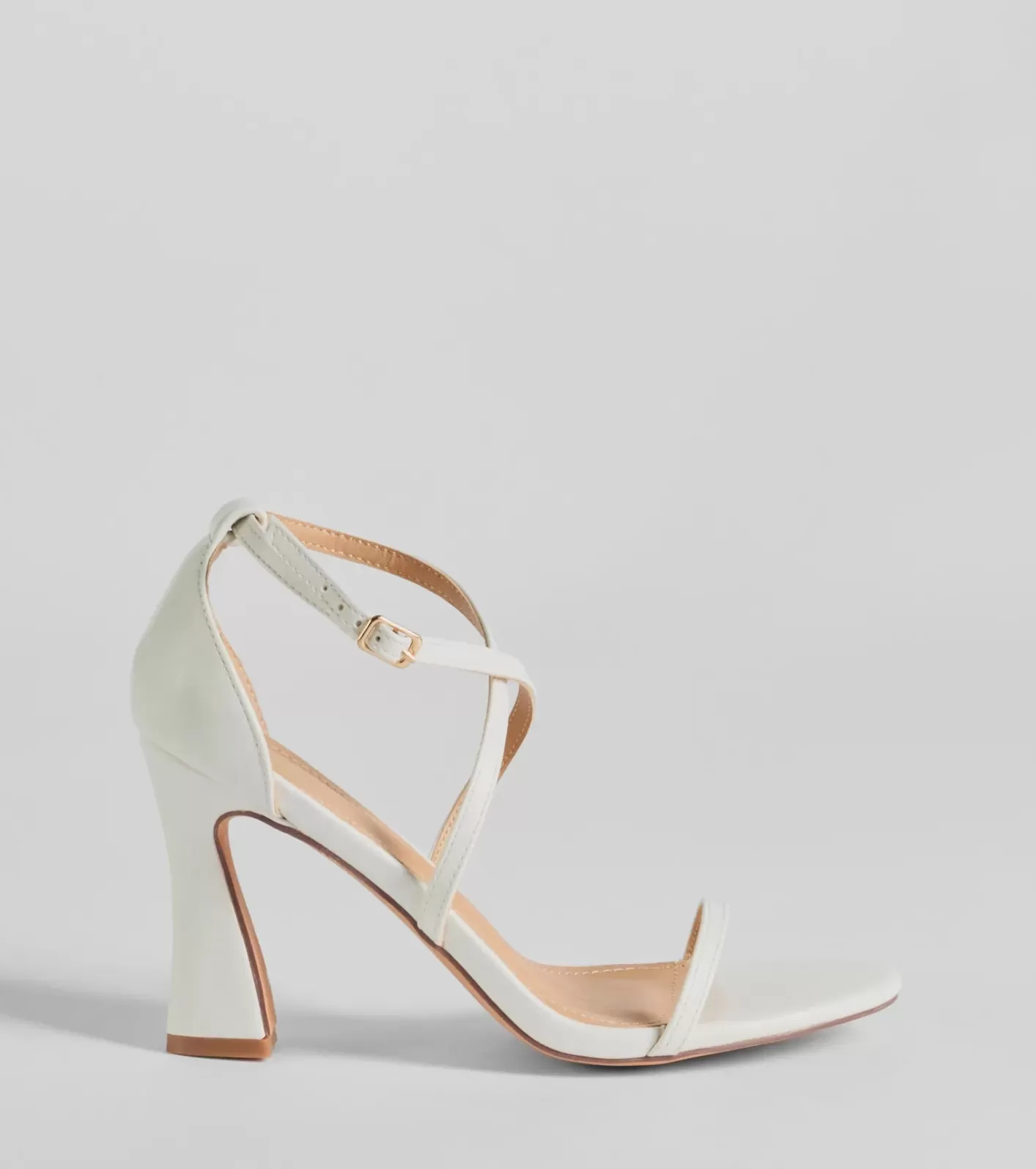 Windsor Dazzling Chic Strappy Faux Leather Block Heels WHITE Online