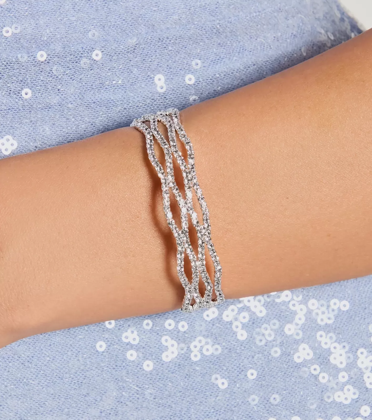 Windsor Dazzling Shine Rhinestone Cuff Bracelet SILVER Fashion