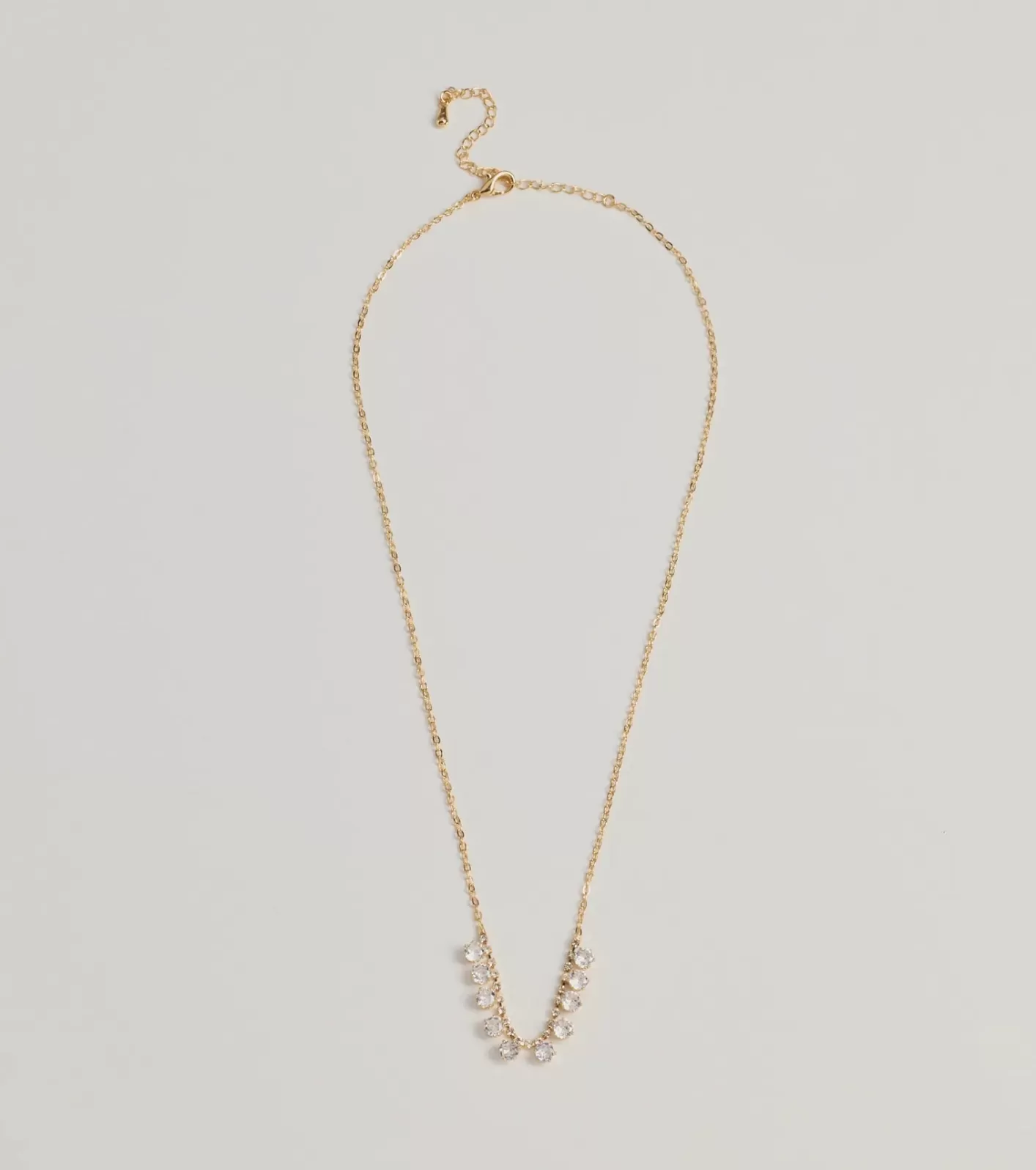 Windsor Delicate Glam Rhinestone And Clear Stone Necklace GOLD Outlet