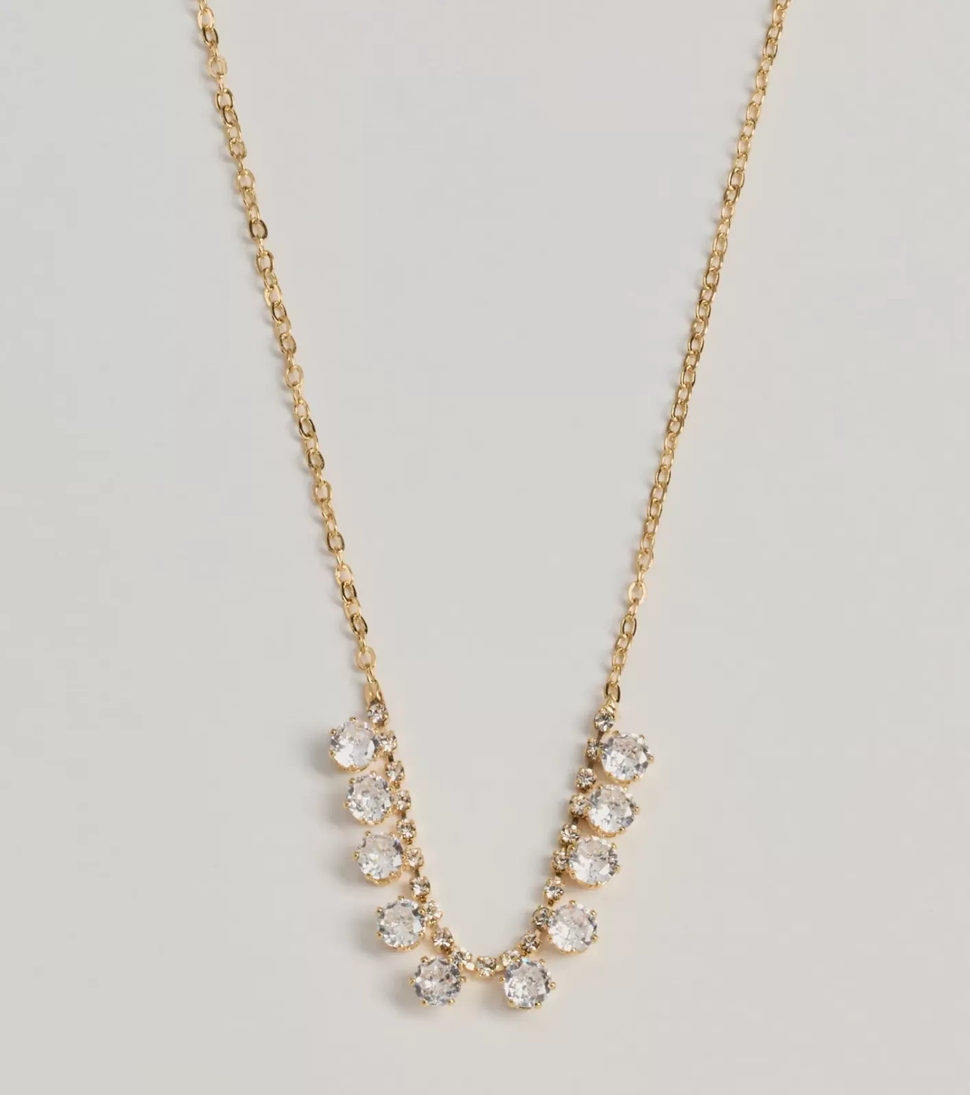 Windsor Delicate Glam Rhinestone And Clear Stone Necklace GOLD Outlet