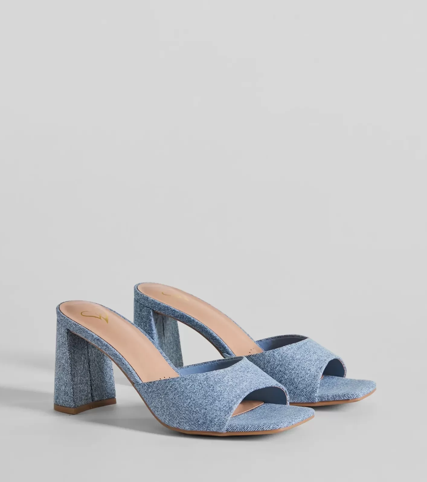 Windsor Diva Square Toe Block Heels DENIM Flash Sale