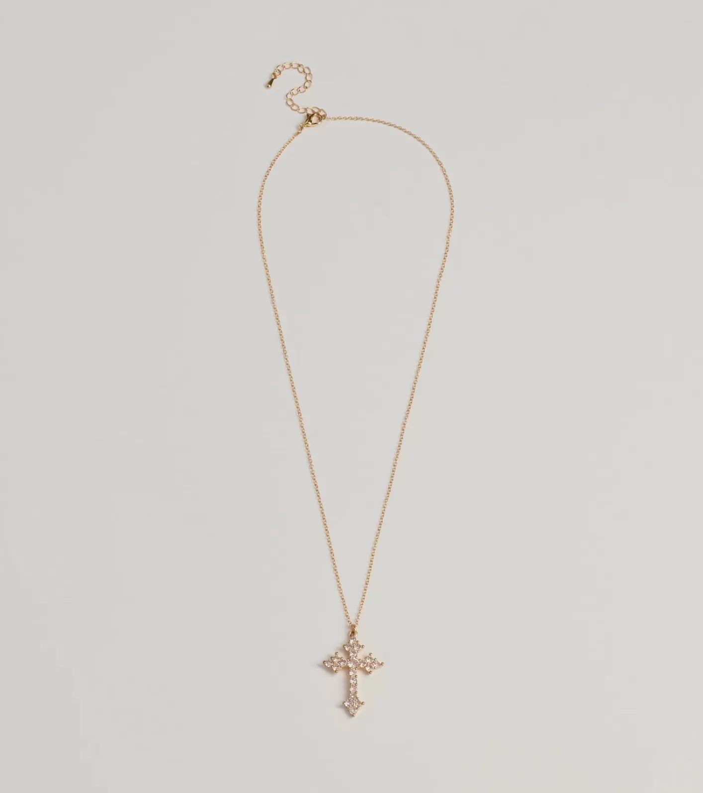 Windsor Divine Charm Rhinestone Cross Pendant Necklace GOLD Store