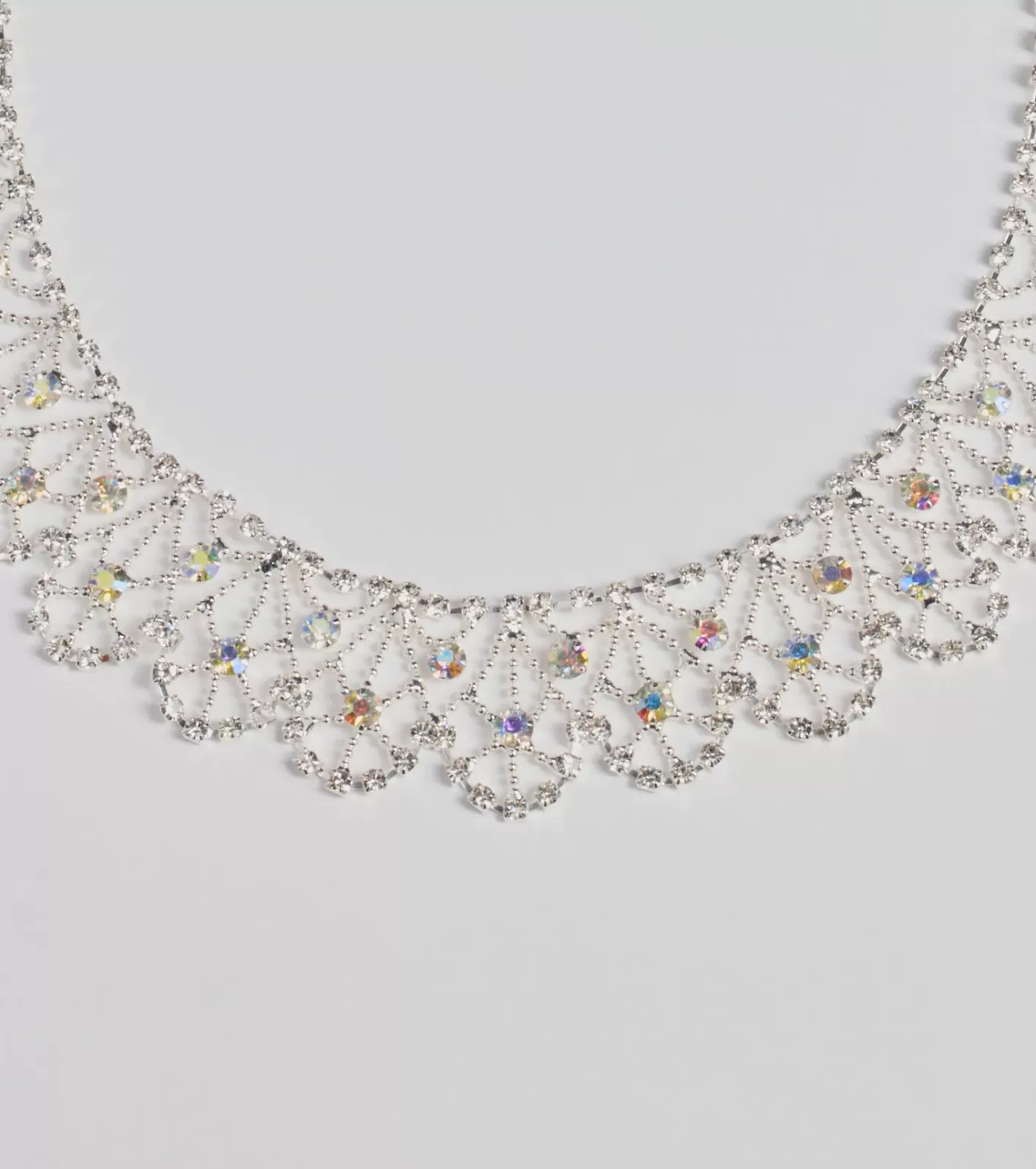 Windsor Divine Sparkle Scallop Rhinestone Collar Necklace SILVER Outlet