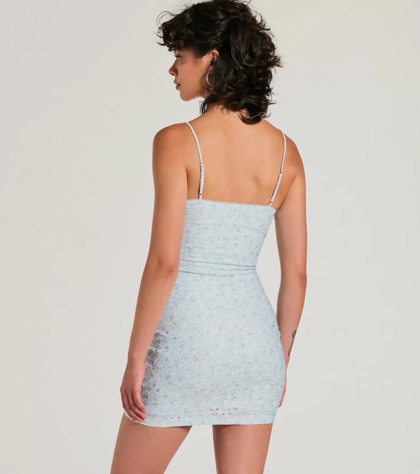 Windsor Dose Of Sweetness Bodycon Floral Mini Dress LIGHTBLUE New