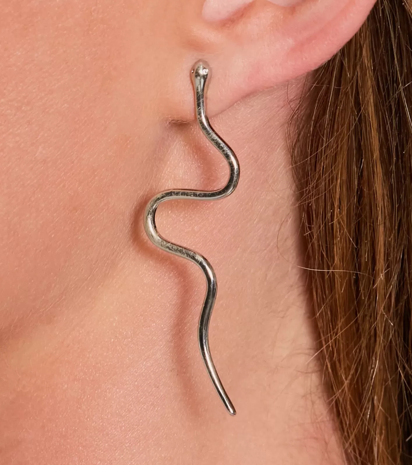 Windsor Edgy Charm Twisted Snake Statement Earrings SILVER Outlet