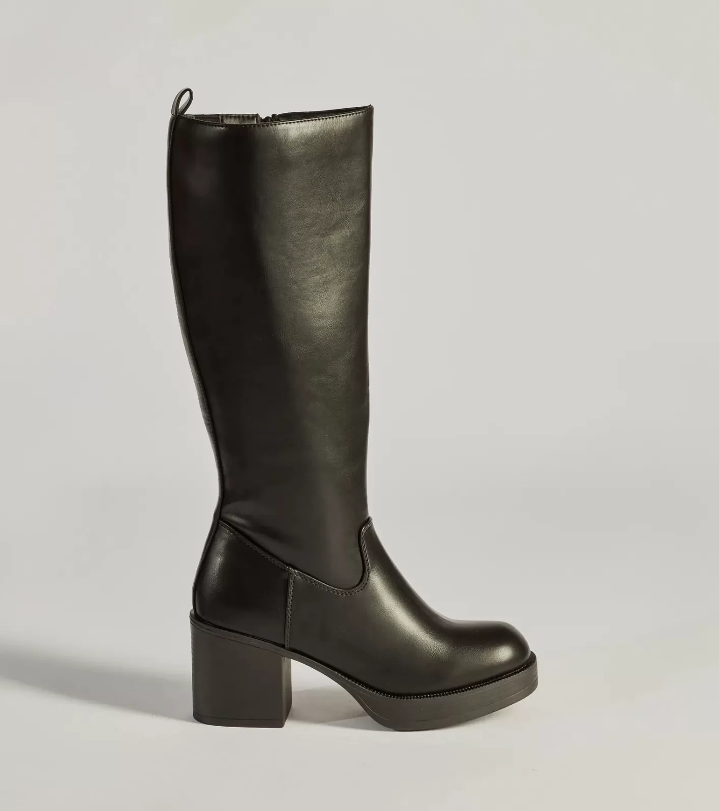 Windsor Edgy Chic Under-The-Knee Moto Platform Boots BLACK Best