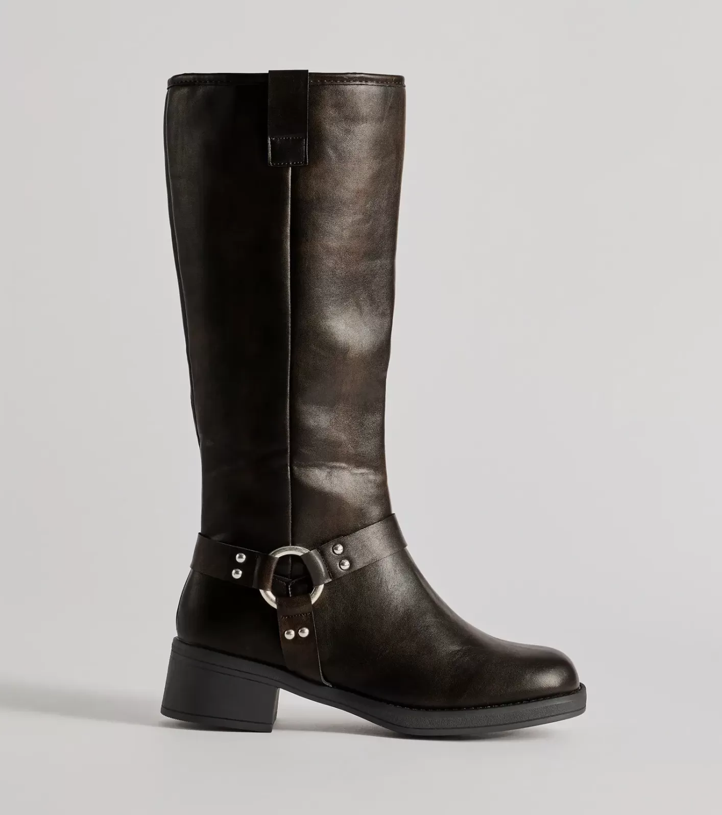 Windsor Edgy Look Under-The-Knee Moto Boots GRAY Discount