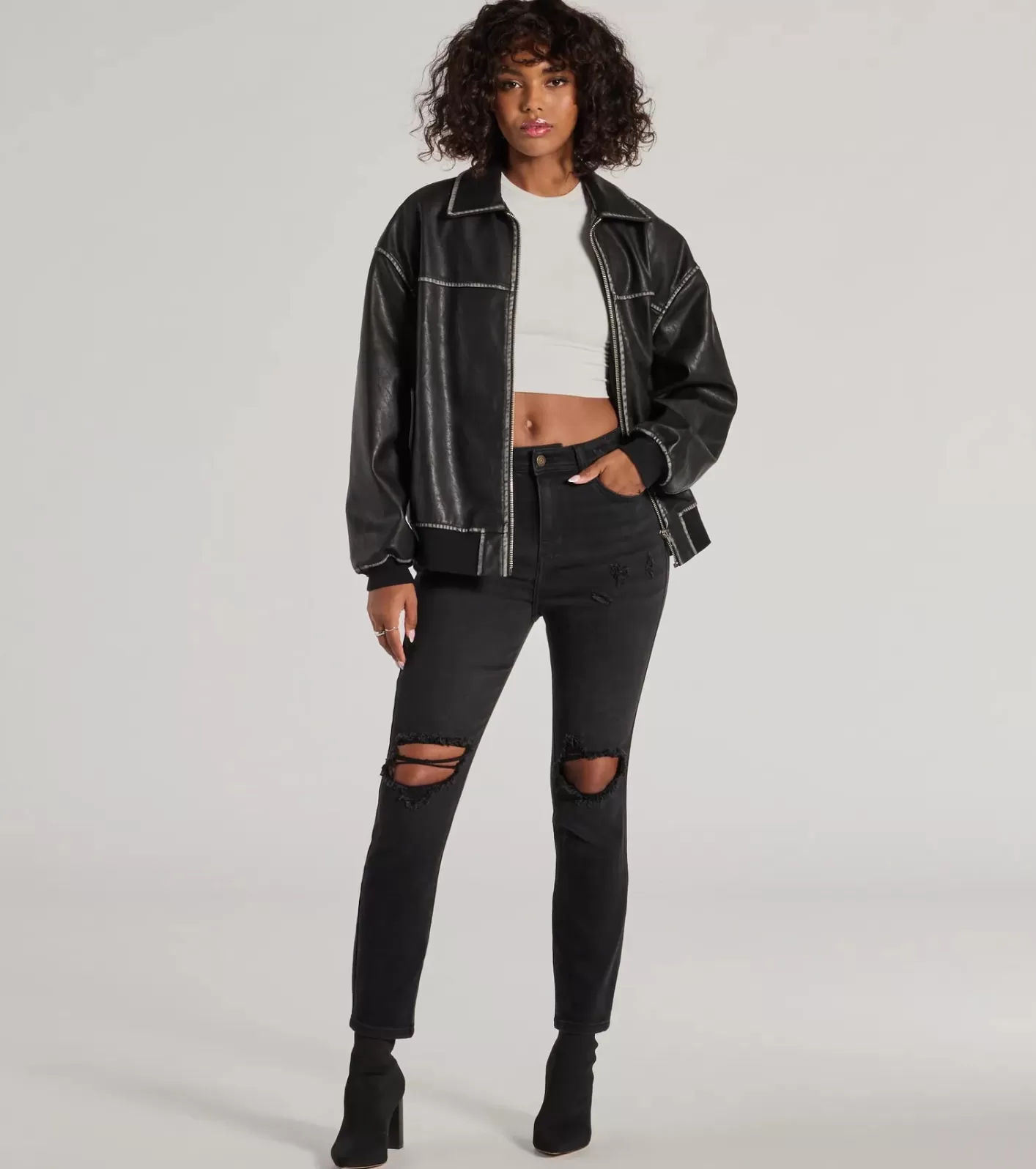 Windsor Edgy Mood High Rise Skinny Jeans BLACK Shop