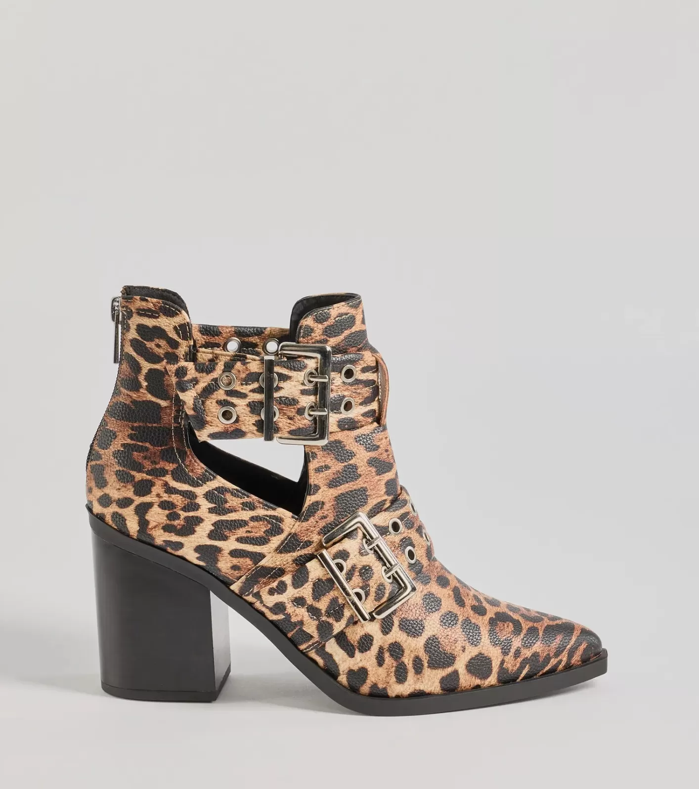 Windsor Edgy Stride Buckle Strap Ankle Booties LEOPARD Best