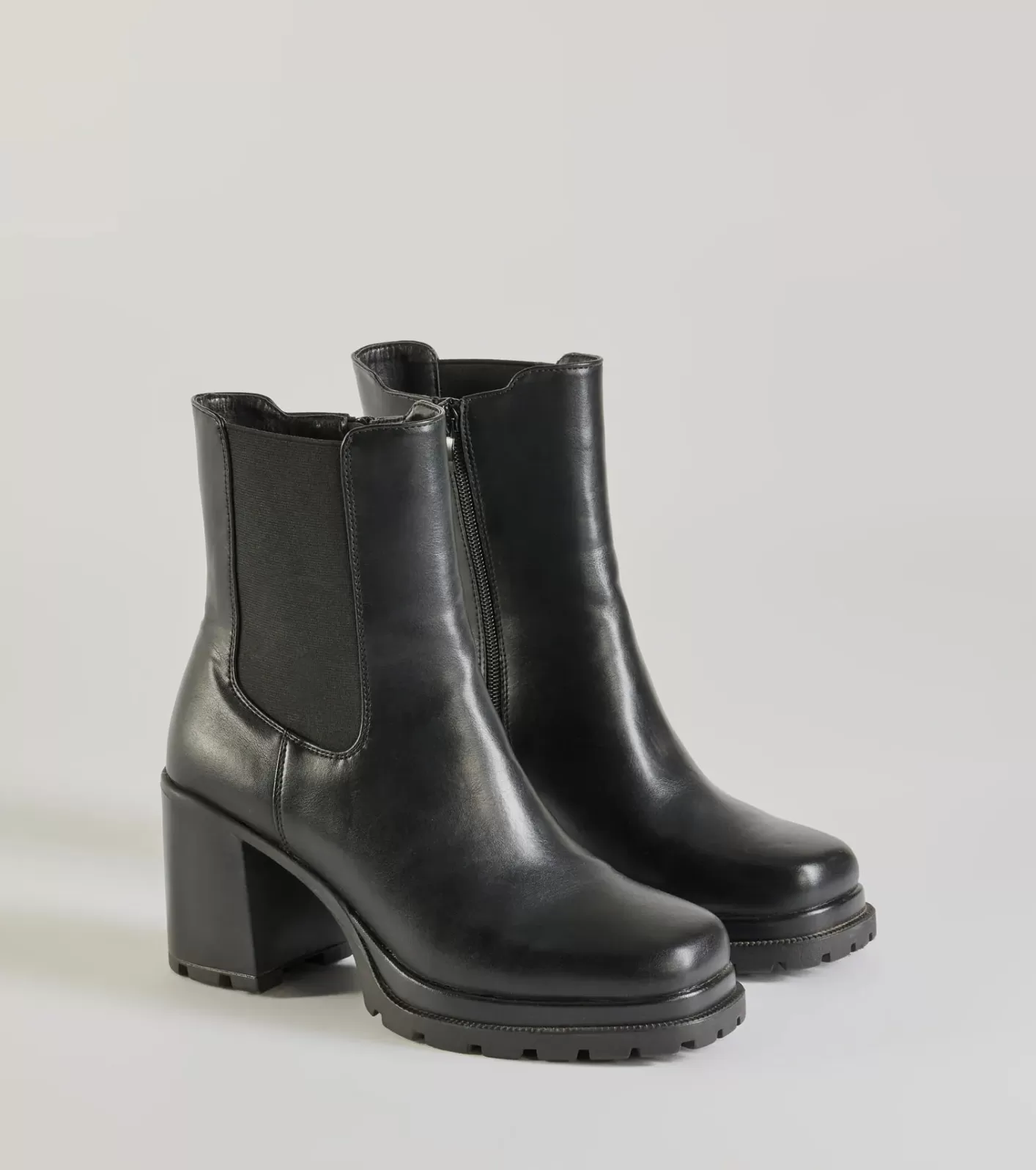 Windsor Edgy Strut Faux Leather Platform Booties BLACK Best