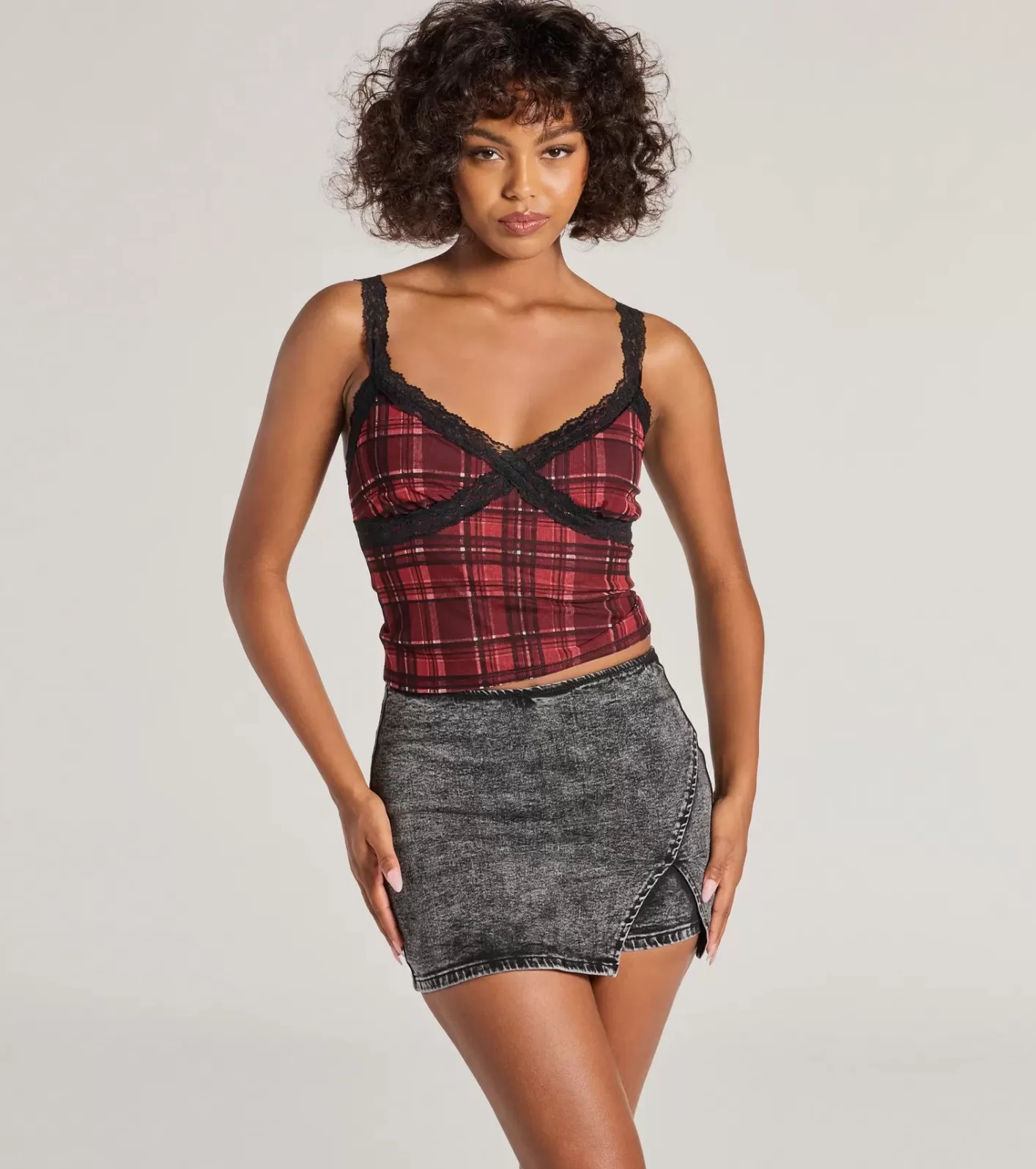 Windsor Edgy Style Acid-Wash Denim Skort BLACK Cheap