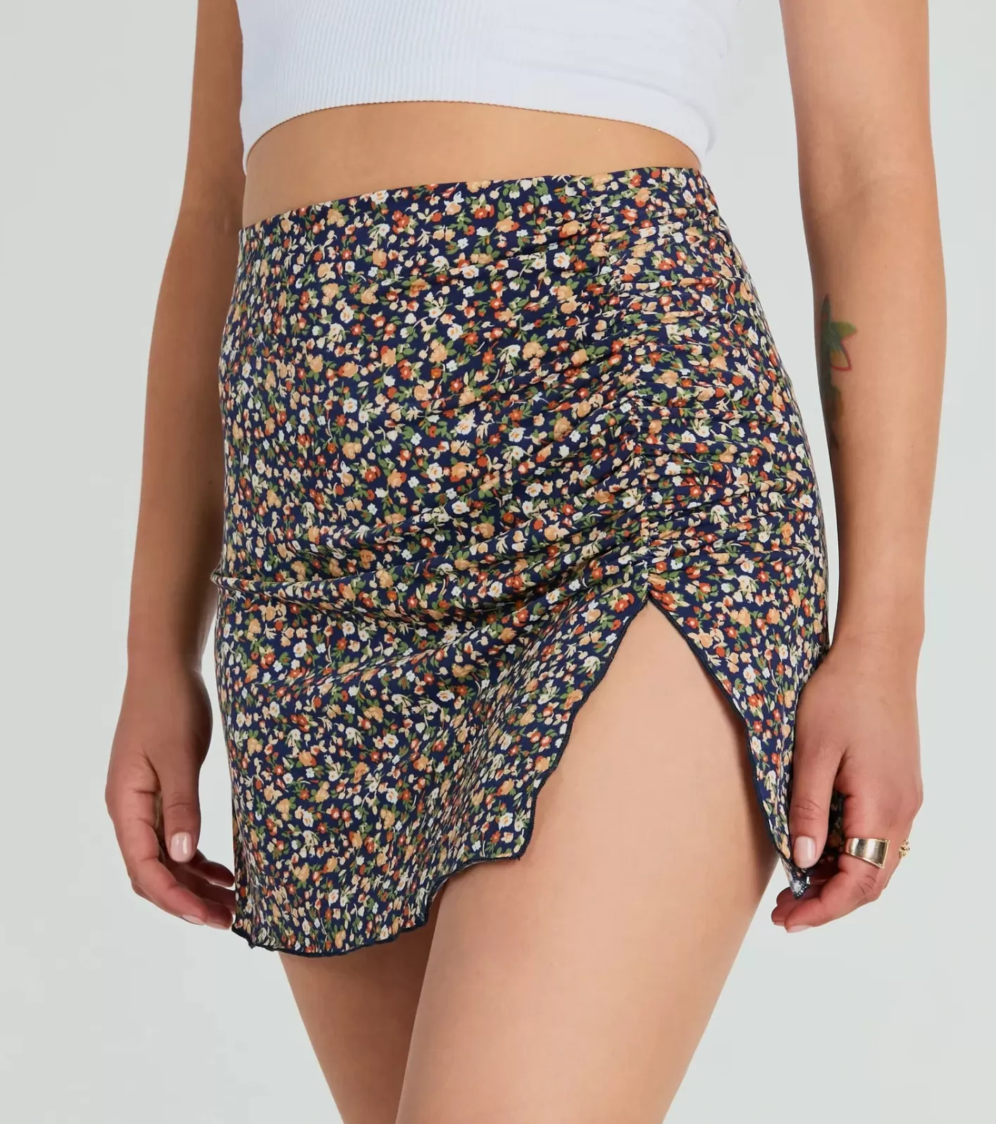 Windsor Effortless Beauty High Rise Floral Mini Skirt NAVY Flash Sale