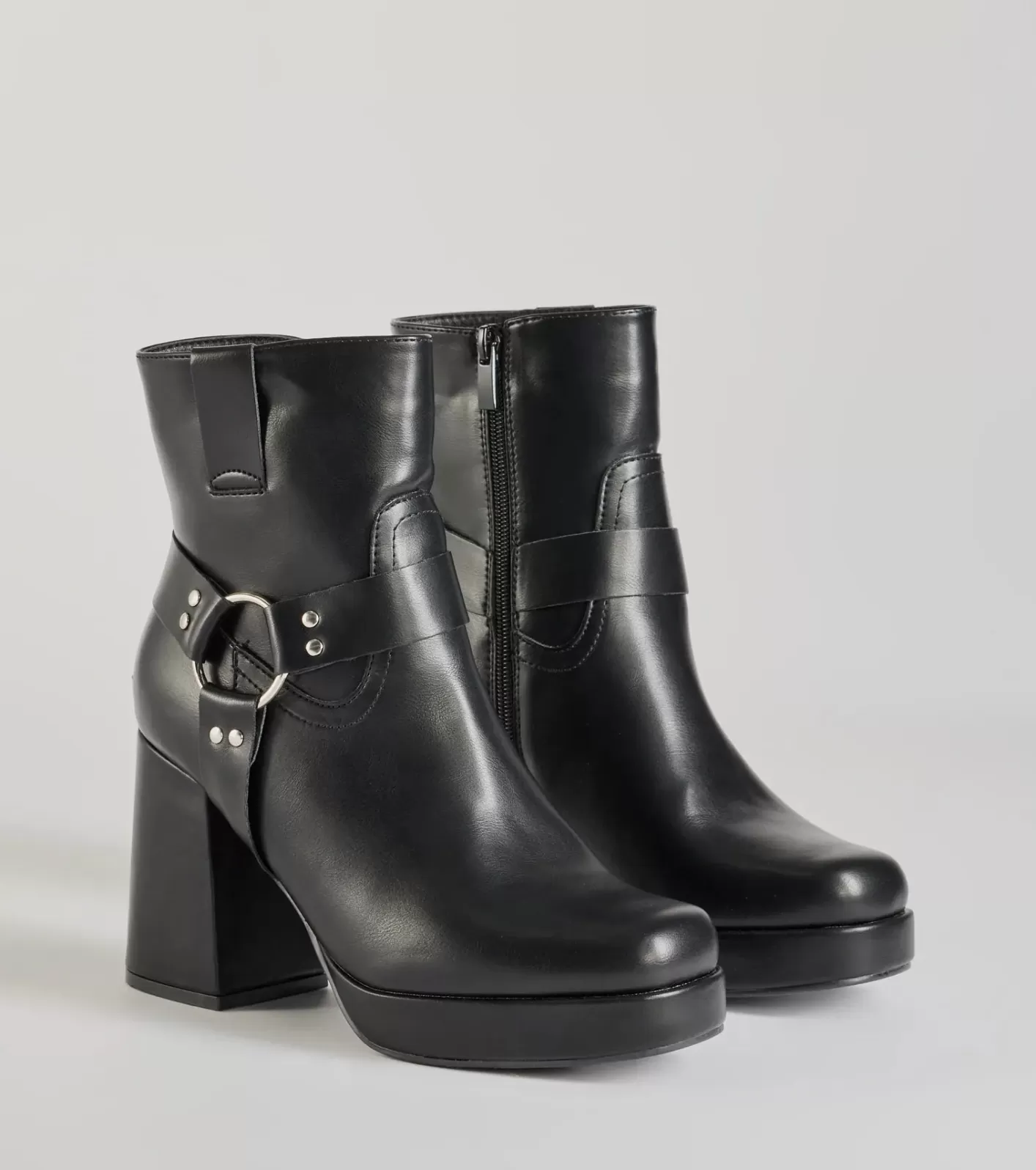 Windsor Effortless Edge Moto Faux Leather Booties BLACK New