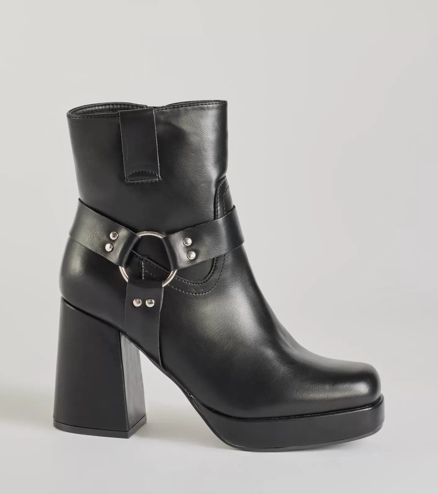 Windsor Effortless Edge Moto Faux Leather Booties BLACK New