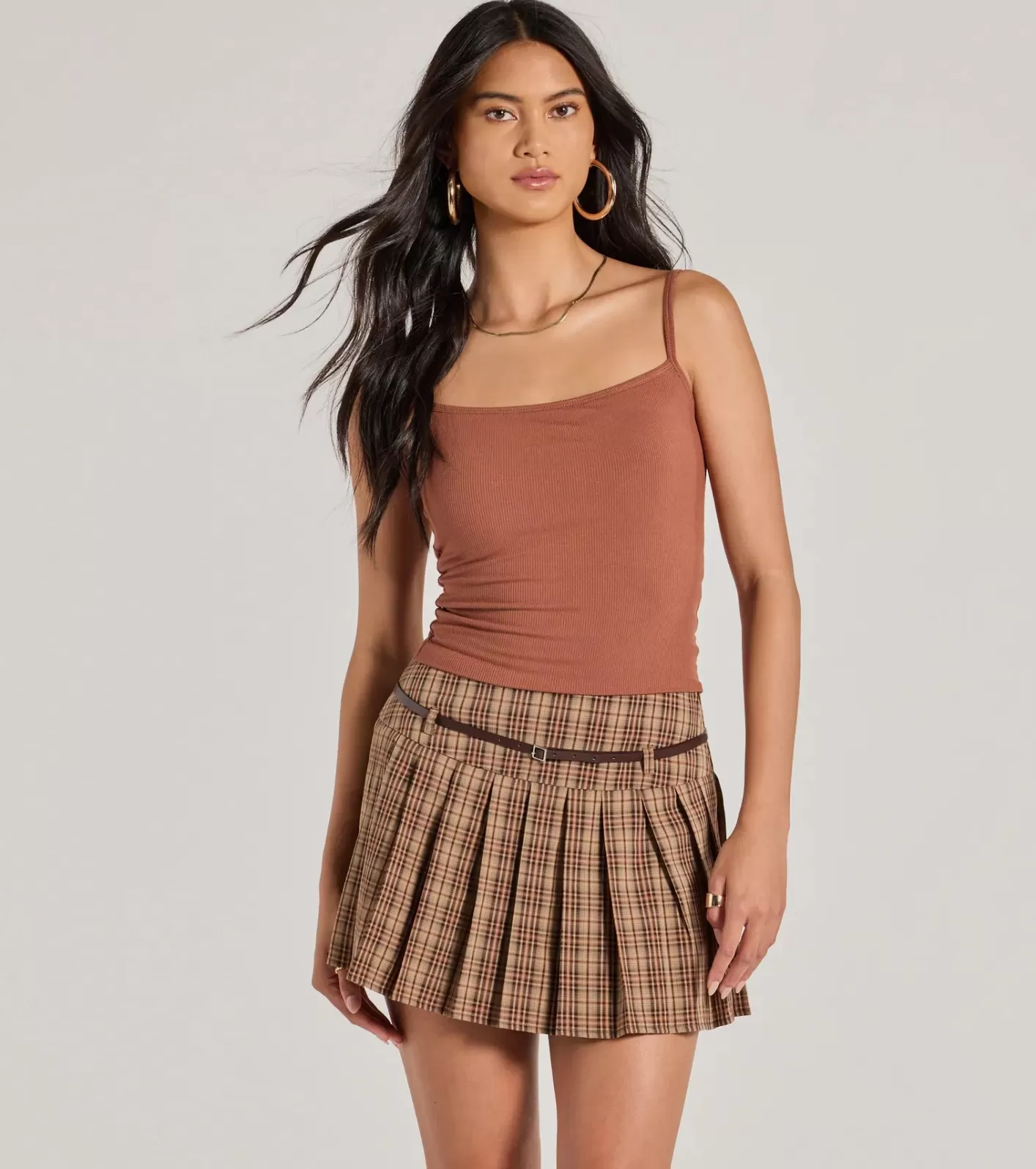 Windsor Effortless Mentality Scoop Neck Crop Top BROWN Clearance
