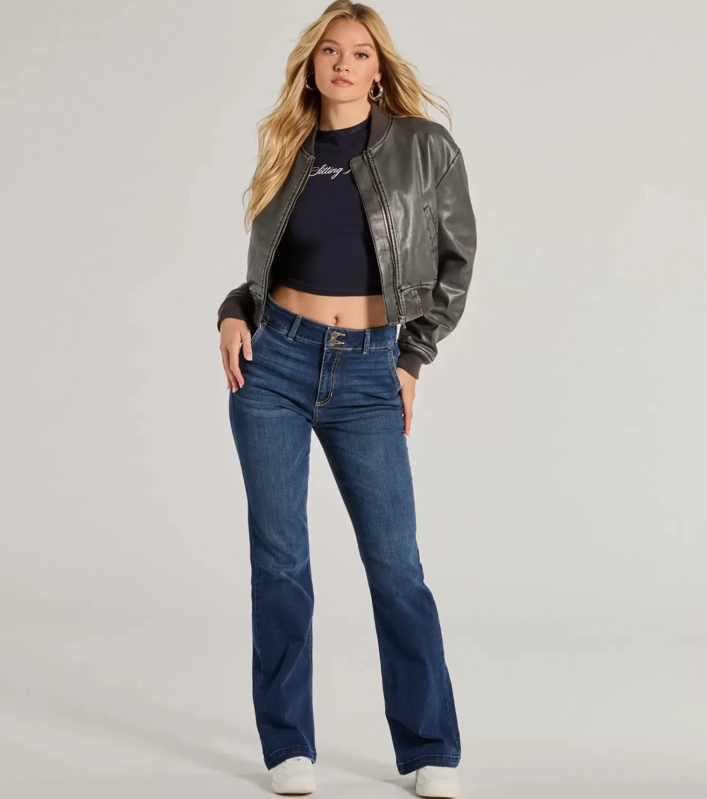 Windsor Effortless Staple High-Rise Bootcut Jeans DARKDENIM New