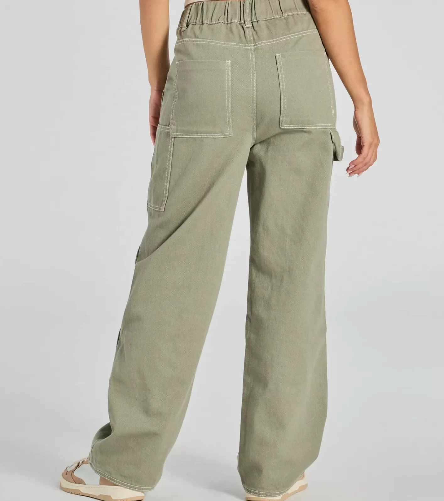 Windsor Effortlessly Casual Wide-Leg Twill Cargo Pants OLIVE Best