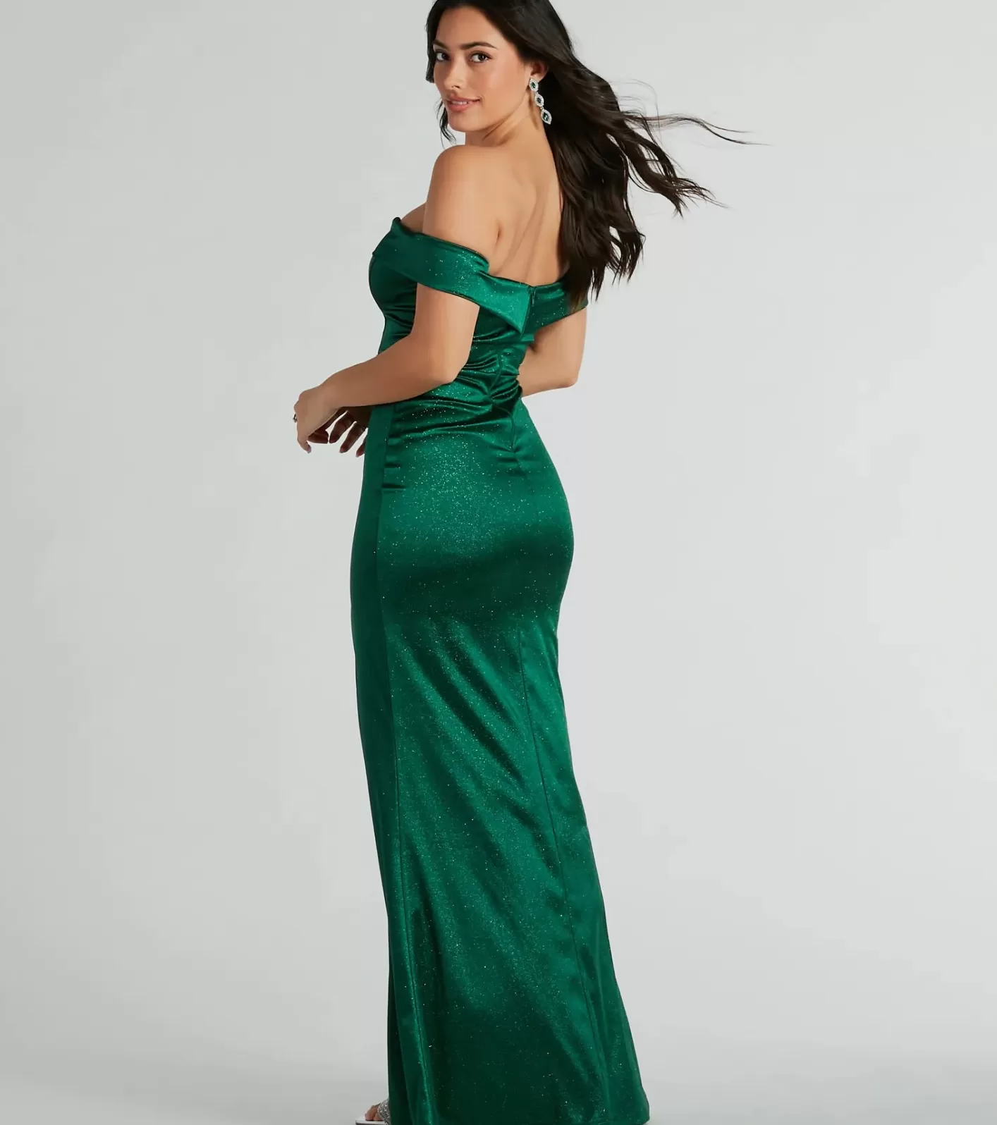 Windsor Eileen Mermaid Glitter Satin Formal Dress HUNTER Cheap