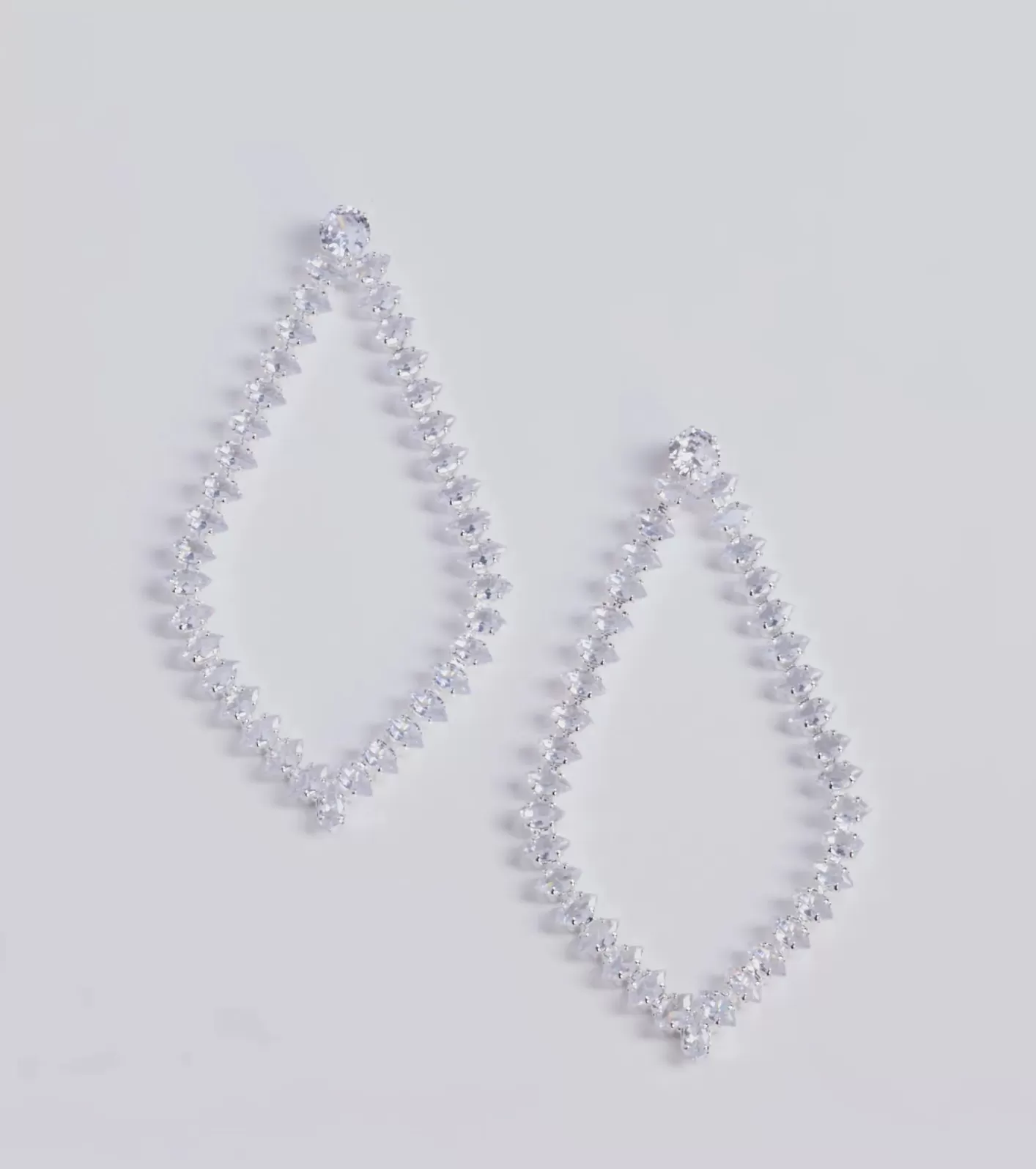 Windsor Elegant Muse Oversized Teardrop Rhinestone Earrings SILVER Fashion