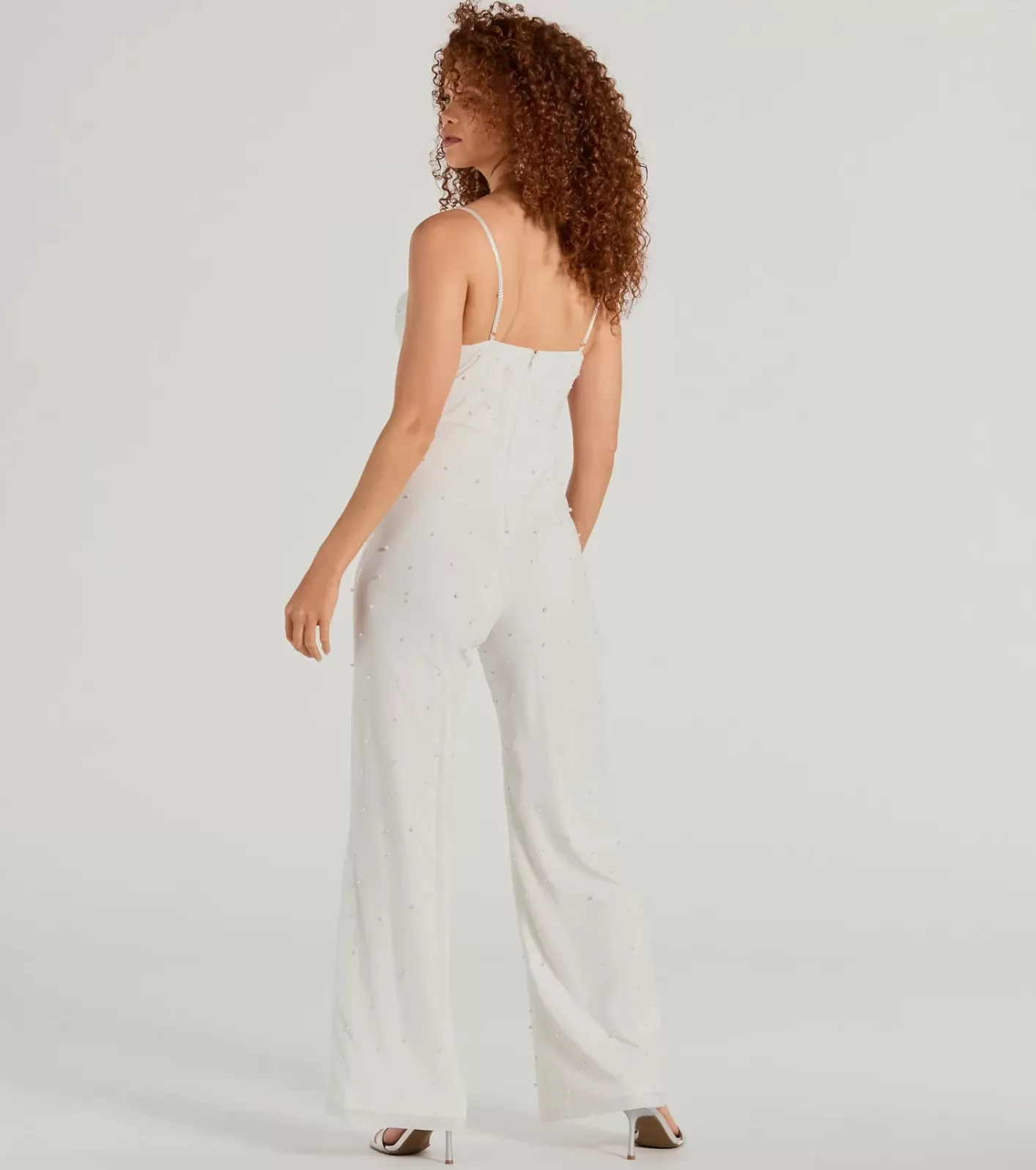 Windsor Elevate Your Vibe Wide-Leg Faux Pearl Jumpsuit IVORY Best Sale