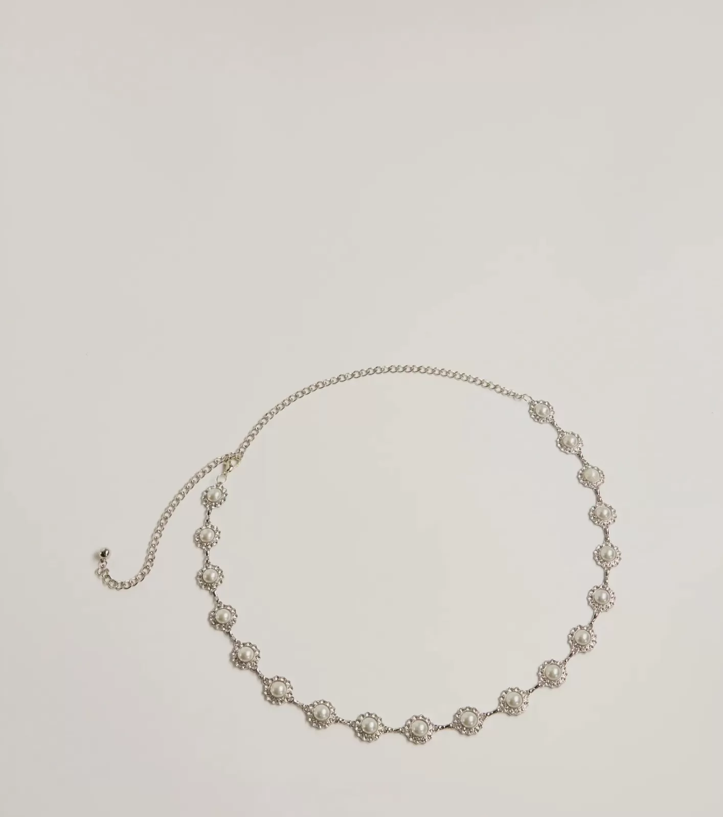 Windsor Elevated Chic Rhinestone And Faux Pearl Chain Belt SILVER Store
