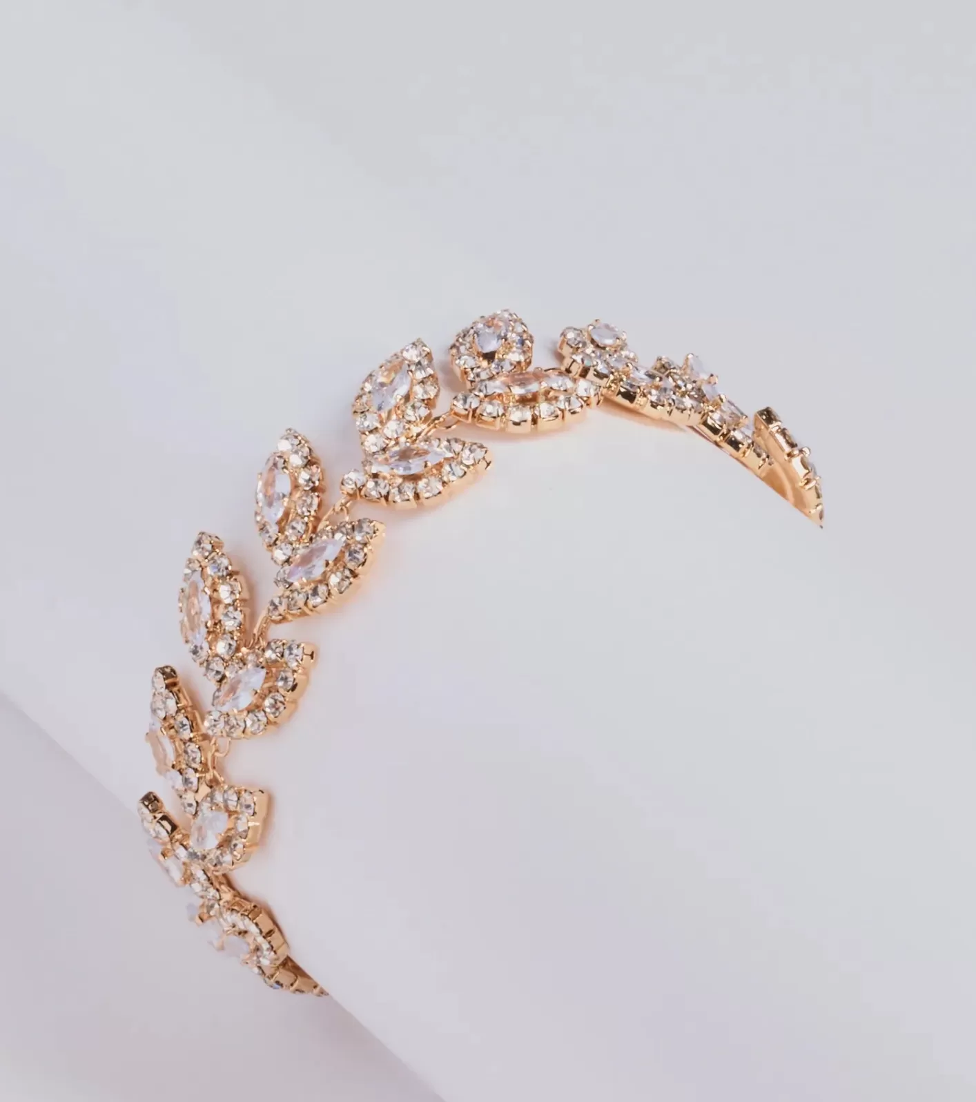 Windsor Elevated Glam Rhinestone Leaf Clasp Bracelet GOLD Cheap