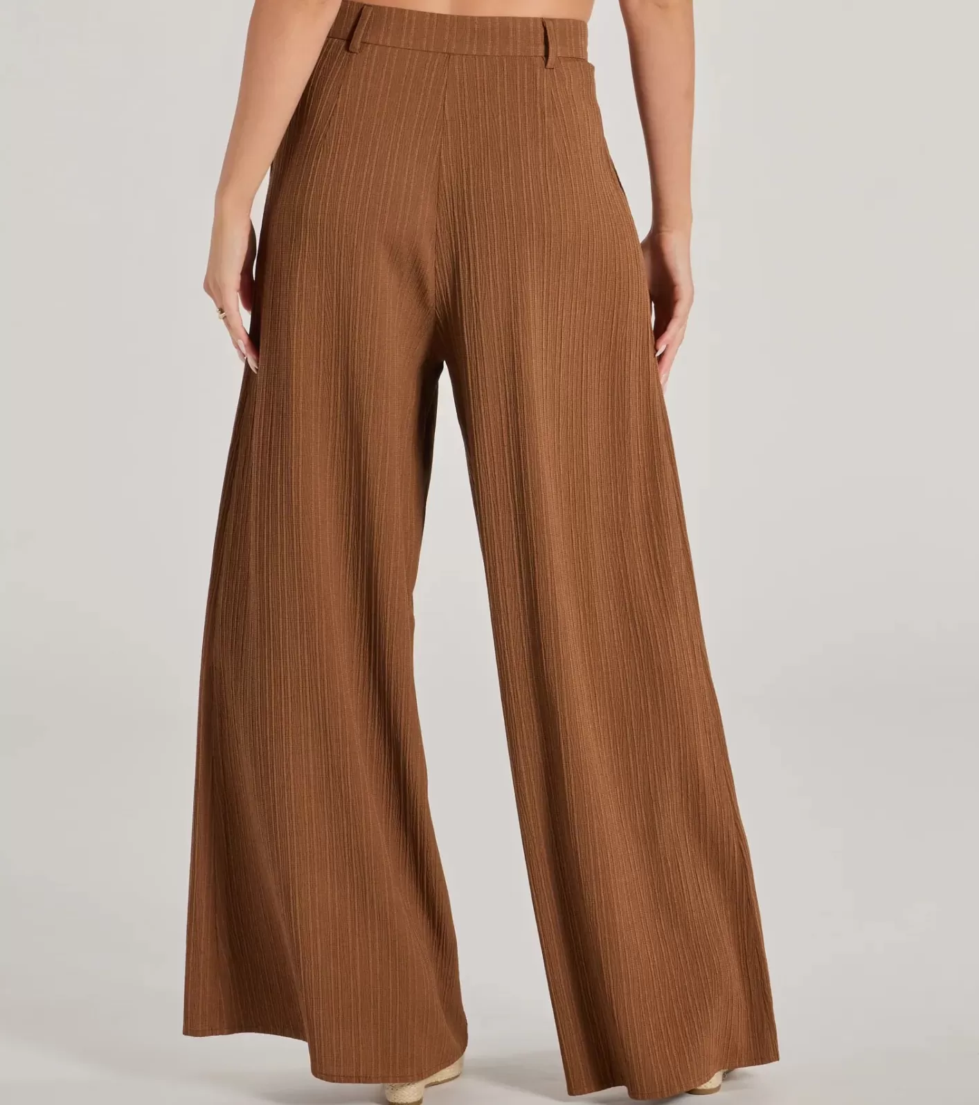 Windsor Endless Vacay High Rise Wide-Leg Trouser Pants BROWN New