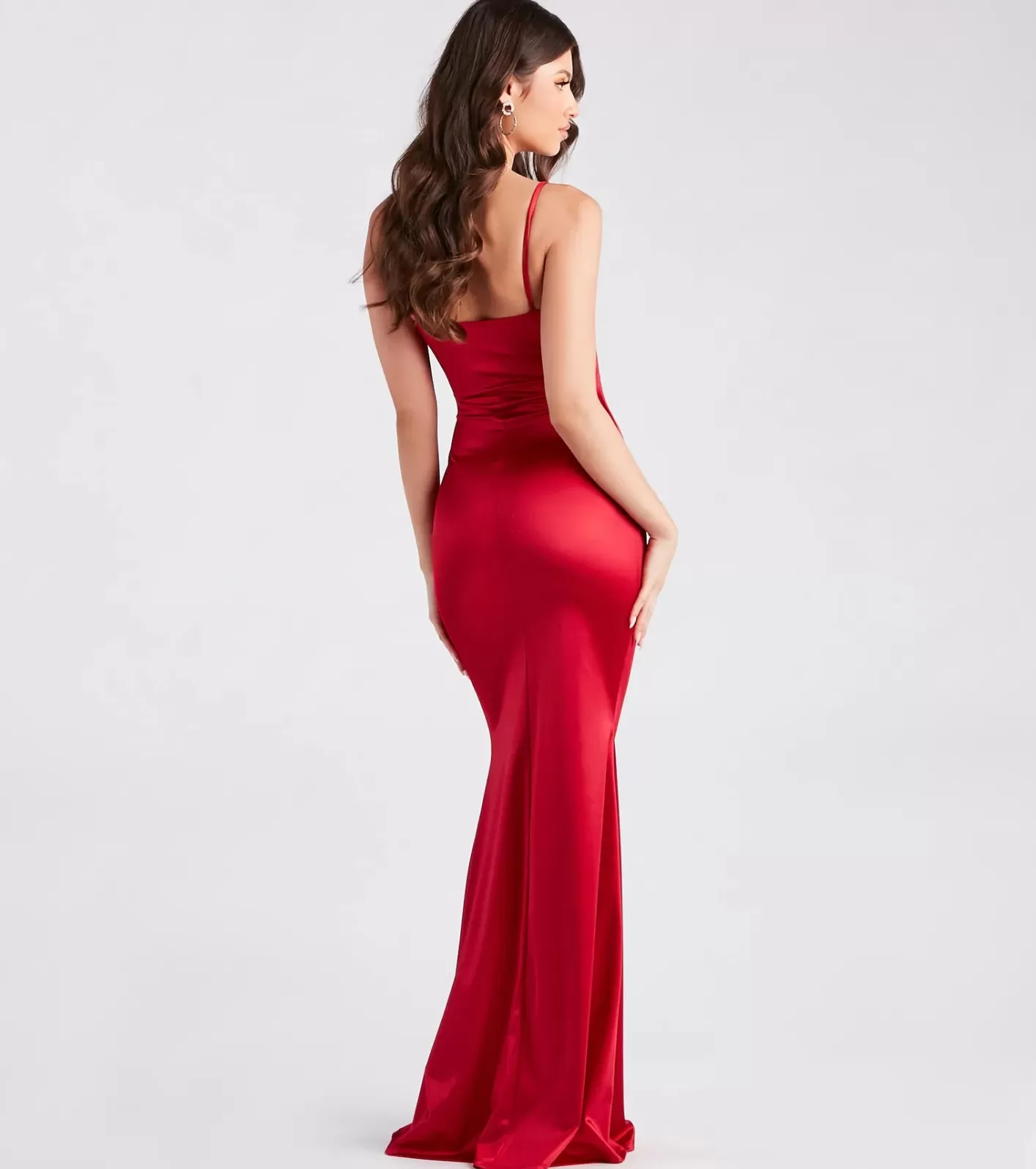 Windsor Erin Formal Satin Mermaid Long Dress RED Store