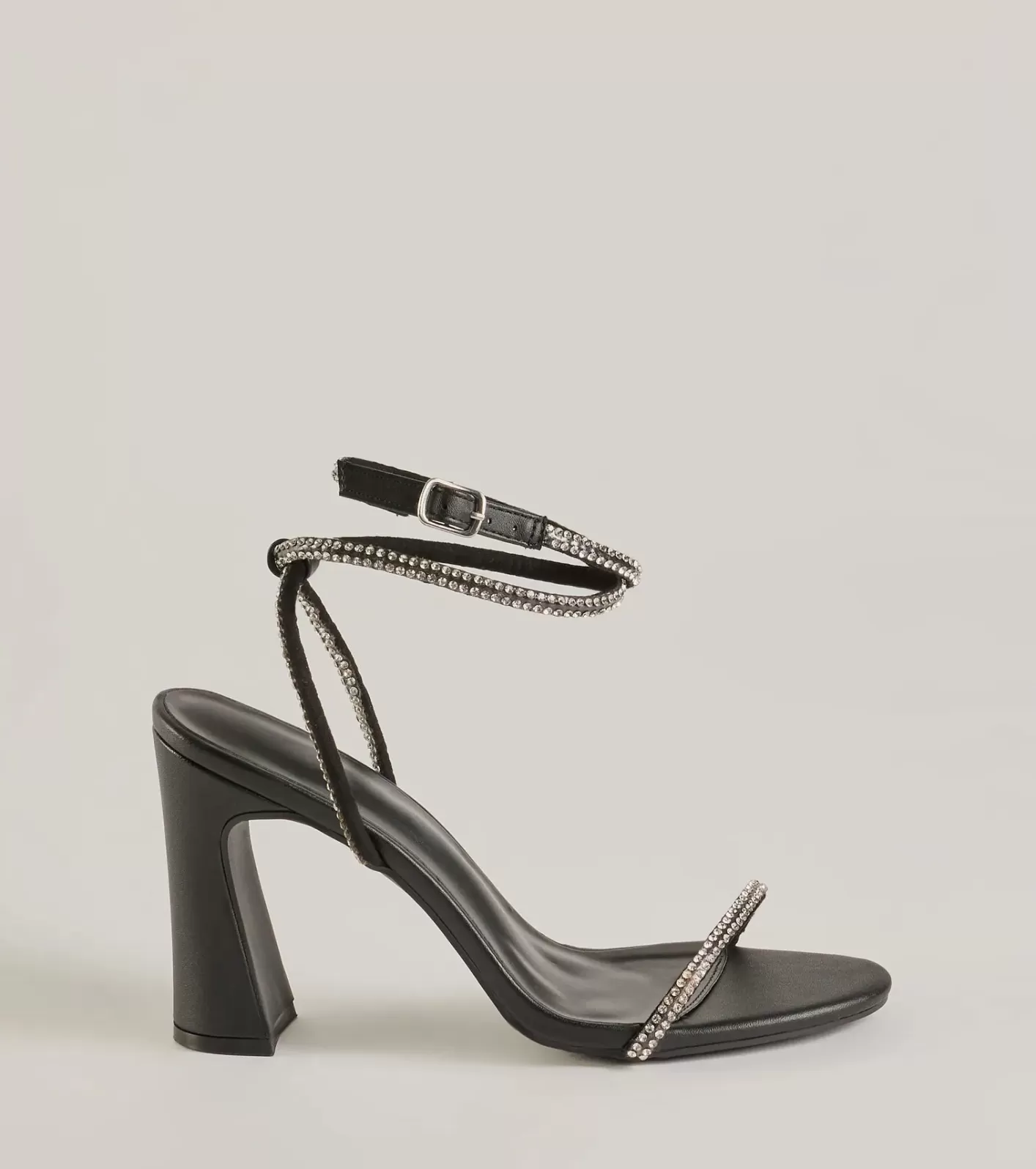 Windsor Everlasting Luxe Rhinestone Block Heels BLACK Discount