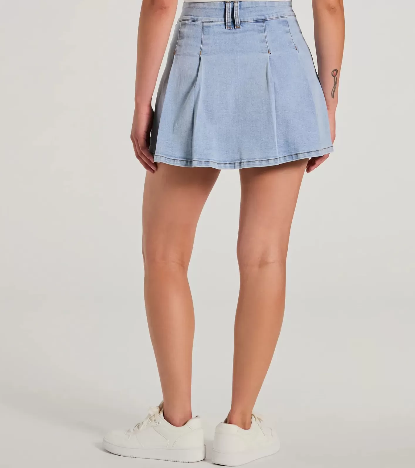 Windsor Exceptional Darling High-Rise Pleat Denim Mini Skirt LIGHTDENIM Best